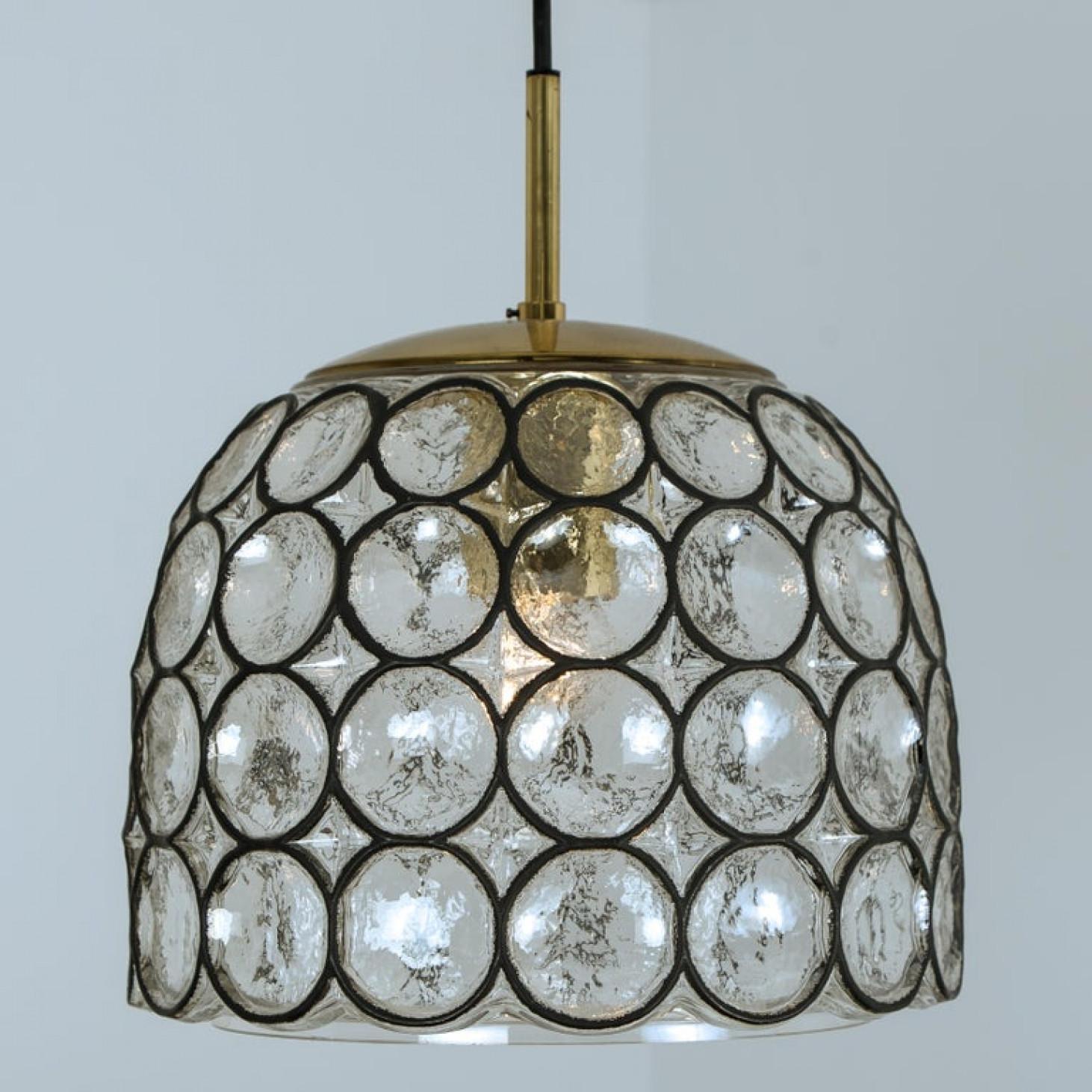 German 1 of 4 Circle Iron and Bubble Glass Chandeliers, Limburg For Sale