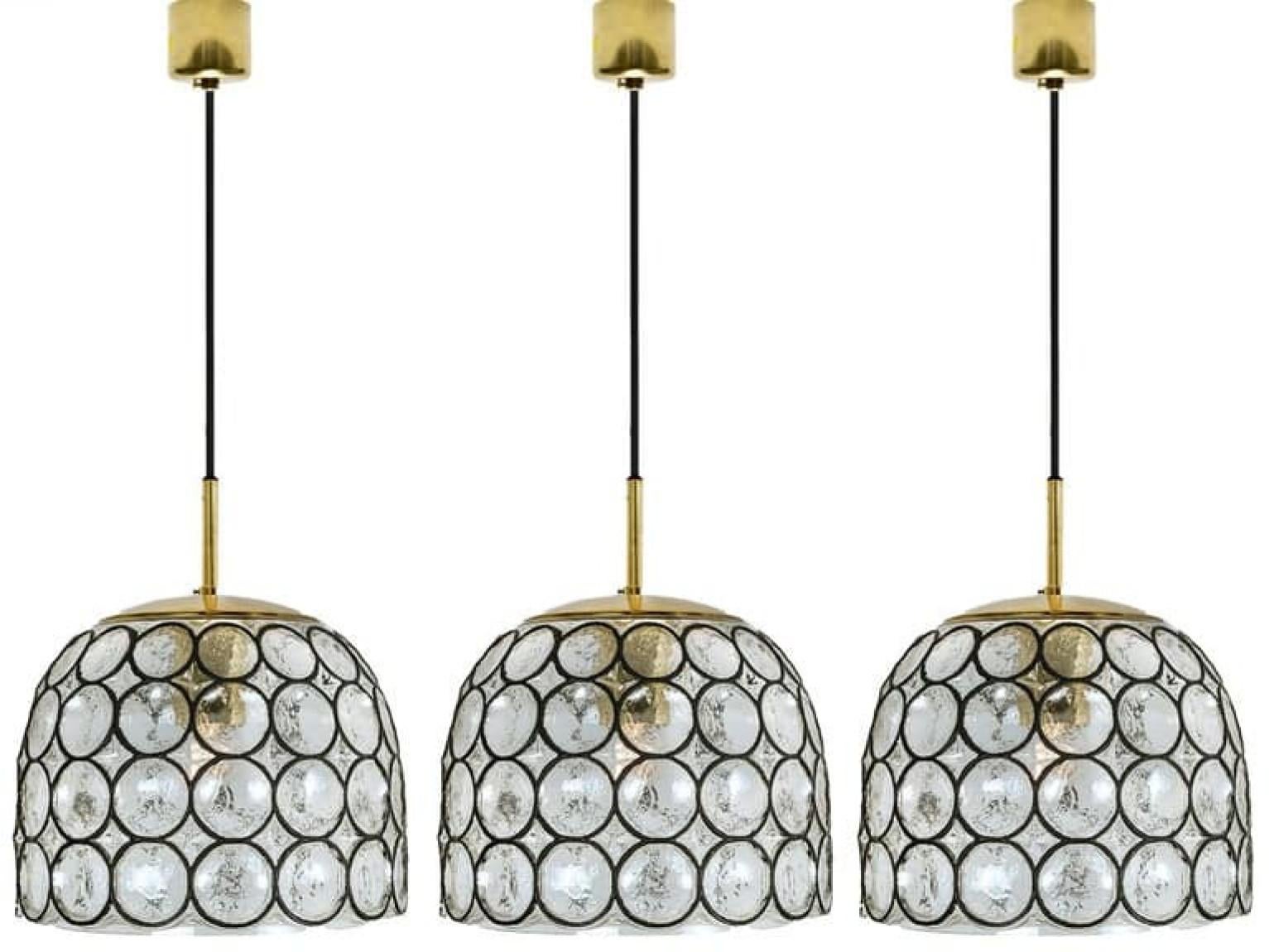 Blown Glass 1 of 4 Circle Iron and Bubble Glass Chandeliers, Limburg For Sale
