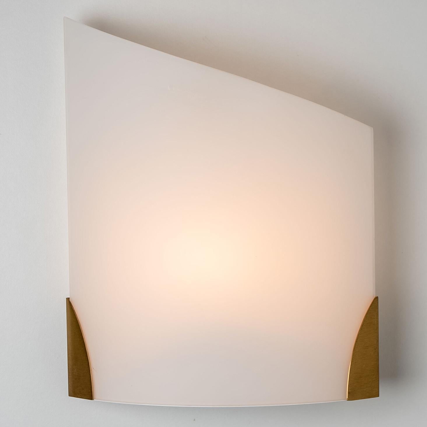 20th Century 1 of 4 Cylinder Shaped White Opaque Glass Wall Lights by Glashütte Limburg For Sale