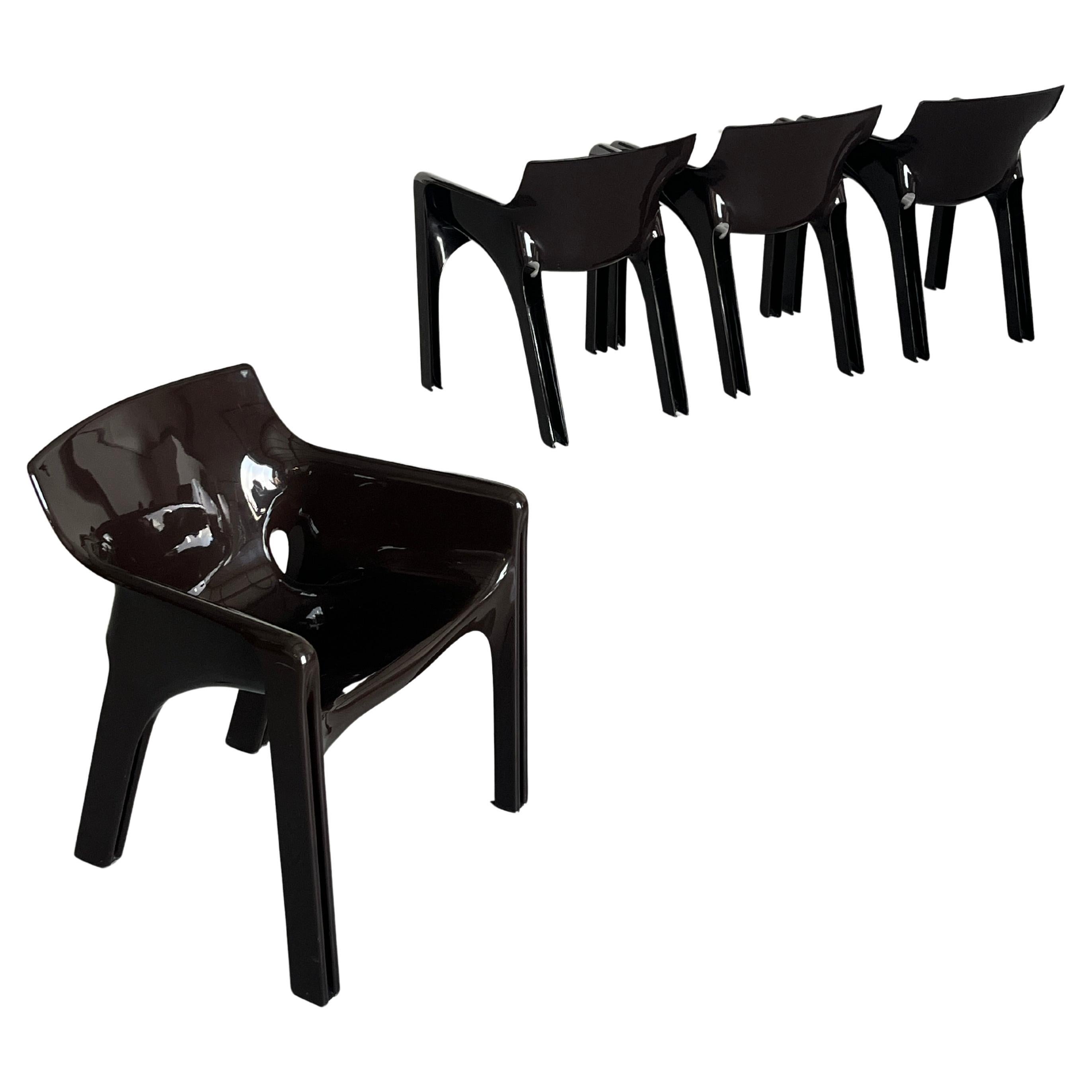 1 de 4 chaises "Gaudi" brun foncé, Vico Magistretti pour Artemide, modèle ancien en vente
