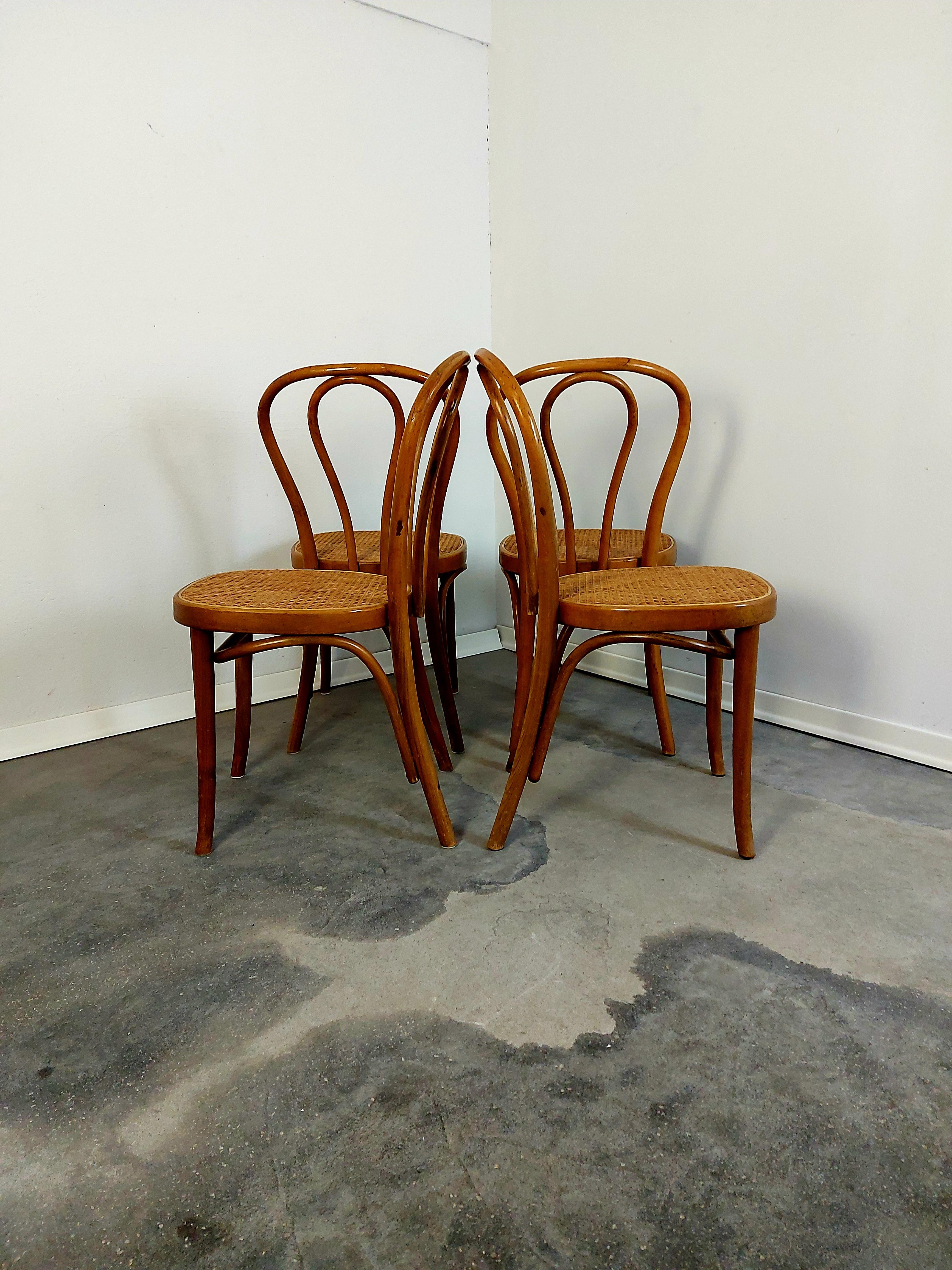 1 of 4, Dining chair, Bentwood cane, No. 18, 1960s In Good Condition In Ljubljana, SI