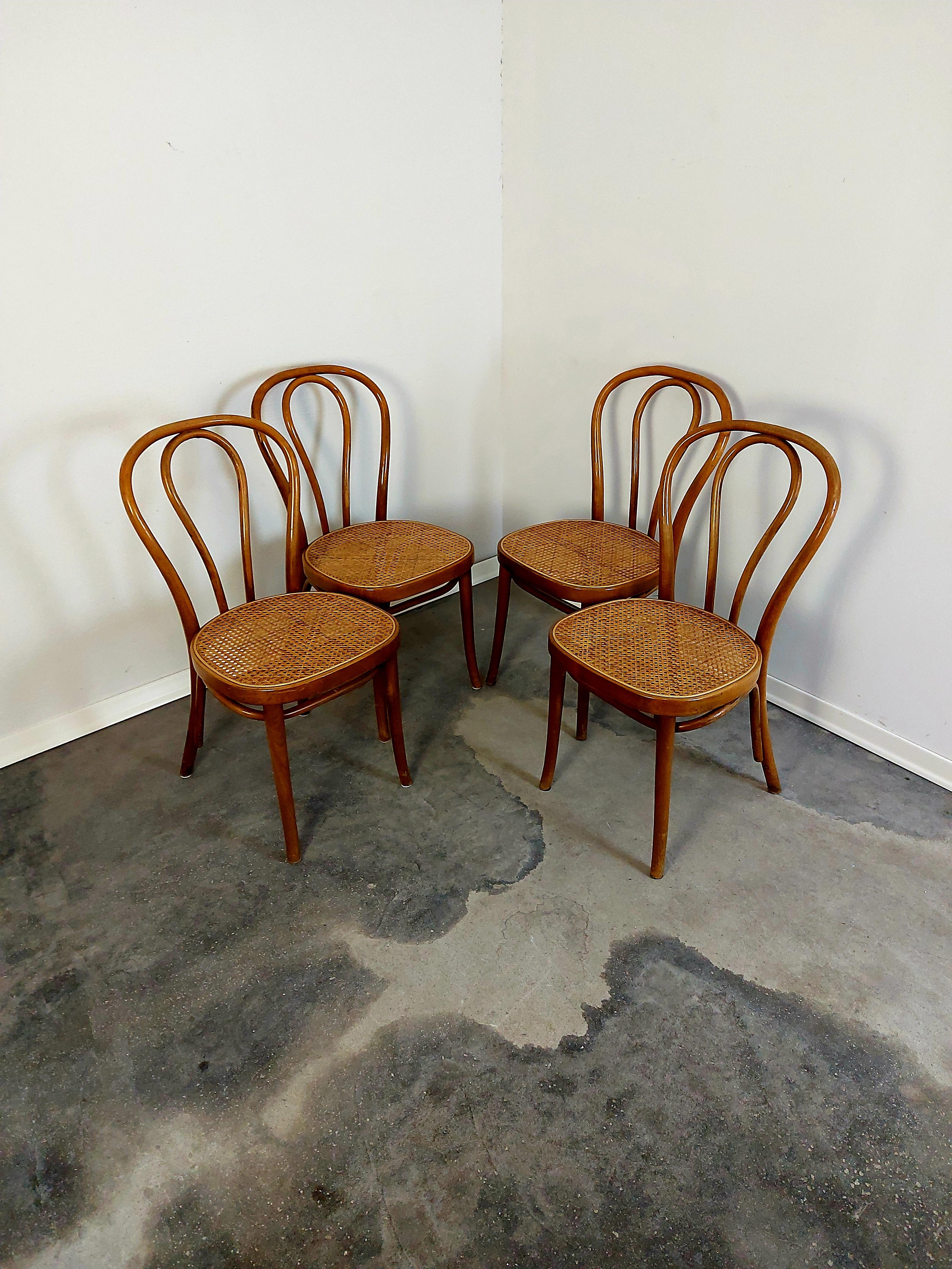 Mid-20th Century 1 of 4, Dining chair, Bentwood cane, No. 18, 1960s