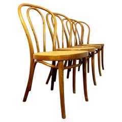 1 de 4, chaise de salle à manger, canne en bois cintré, n° 18, années 1960
