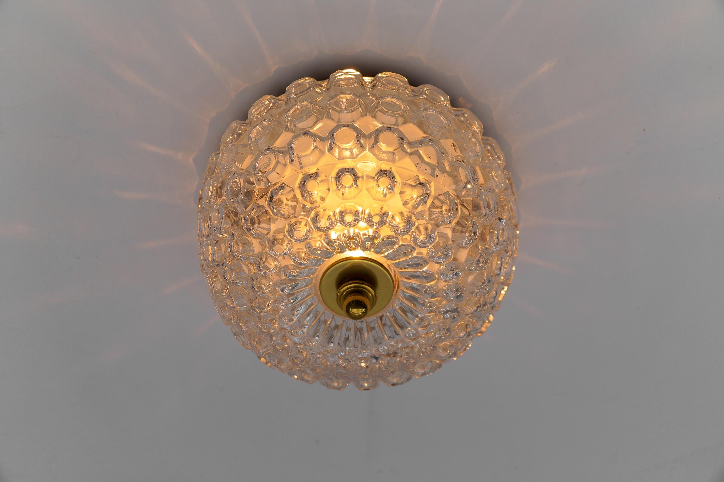 Mid-20th Century 1 of 4 Elegant Flush Mount Lamp in Glass by Limburg, Gerrmany 1960s For Sale