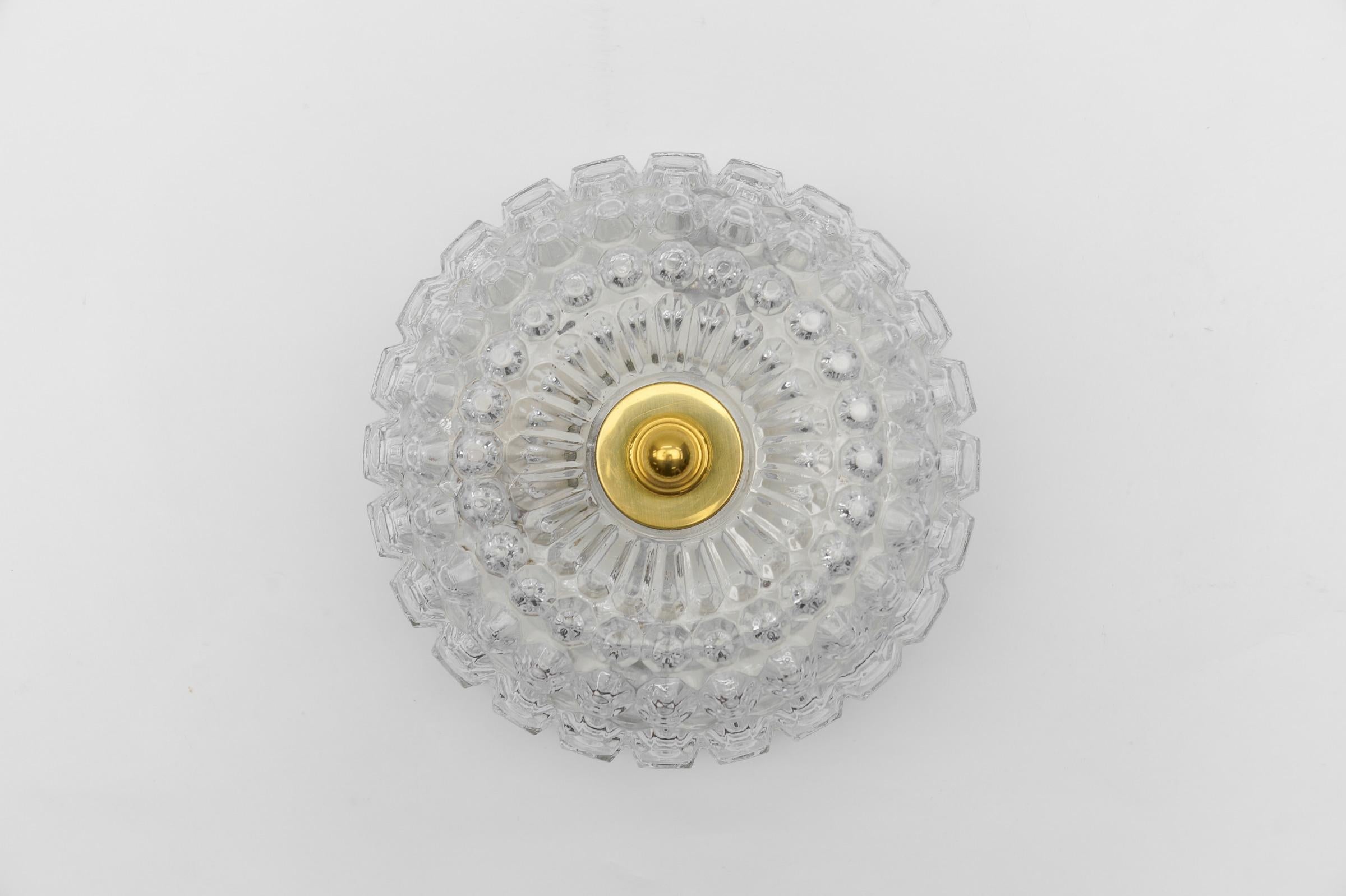 Metal 1 of 4 Elegant Flush Mount Lamp in Glass by Limburg, Gerrmany 1960s For Sale
