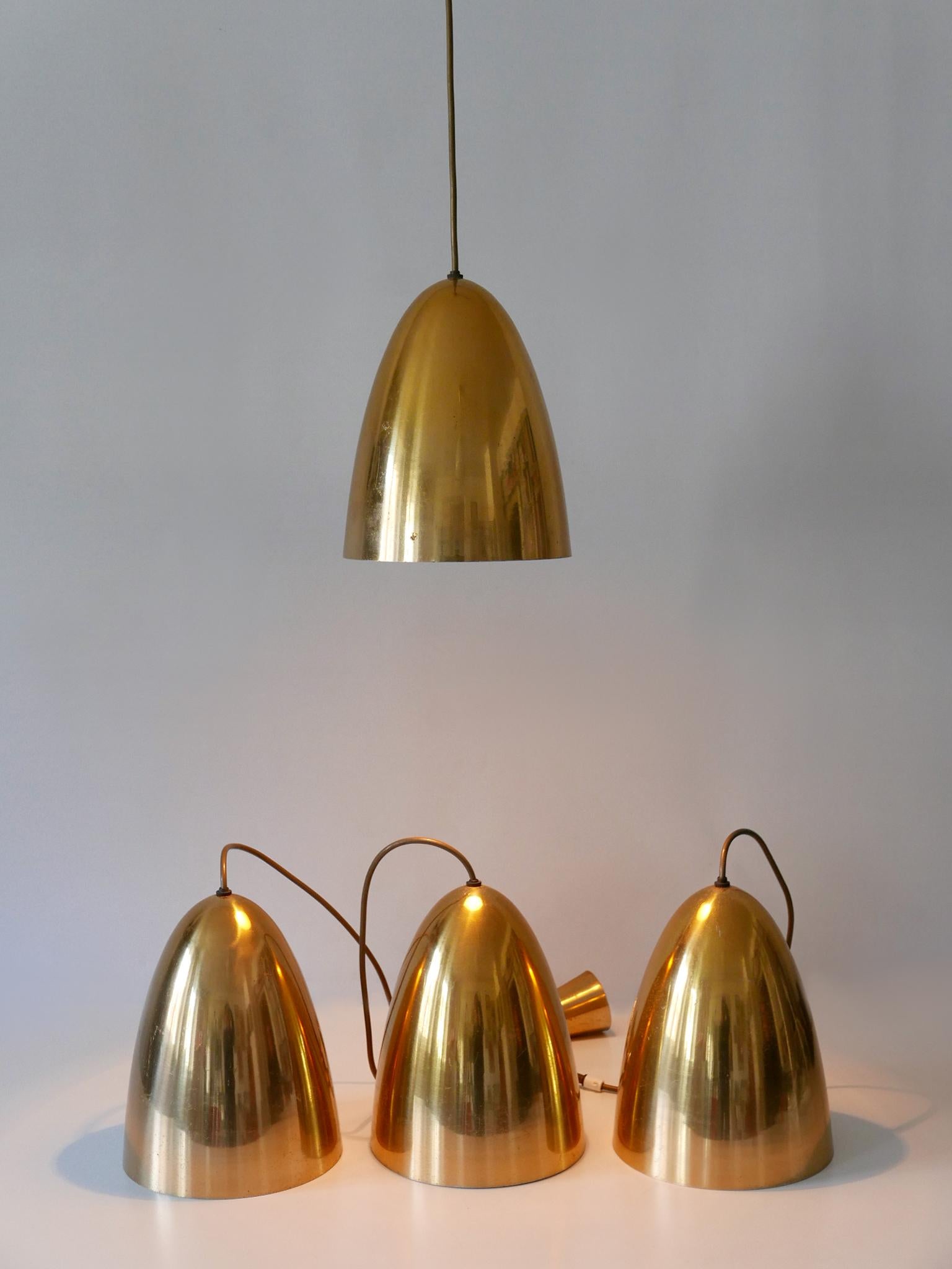 1 of 4 Elegant Mid Century Modern Pendant Lamps or Hanging Lights Germany 1950s For Sale 3