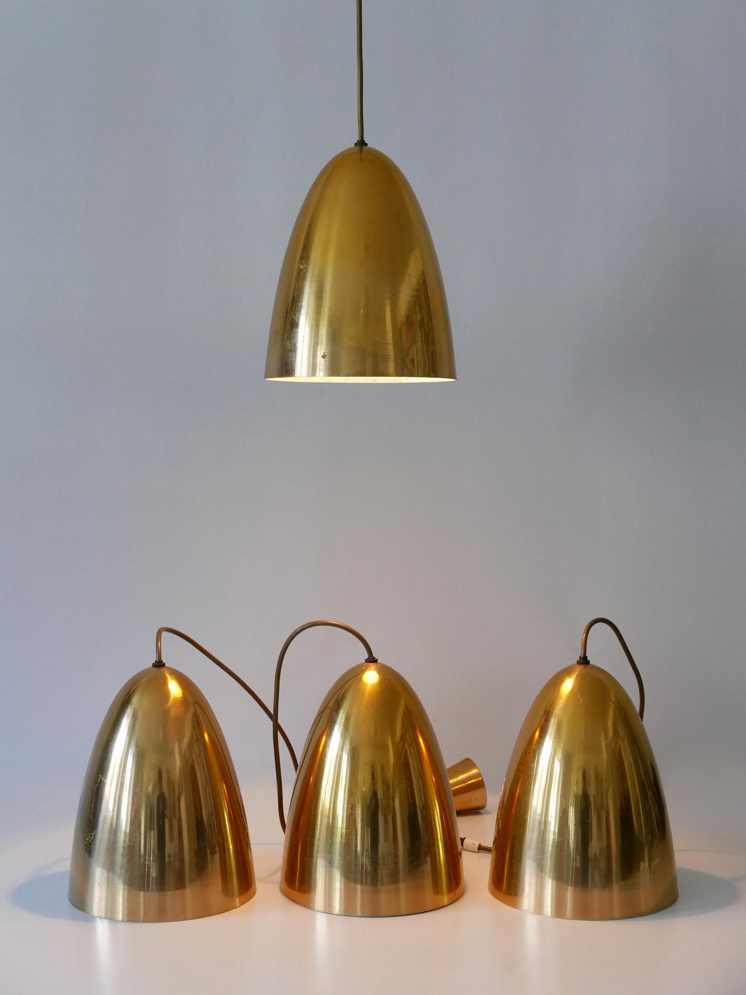 1 of 4 Elegant Mid Century Modern Pendant Lamps or Hanging Lights Germany 1950s For Sale 4