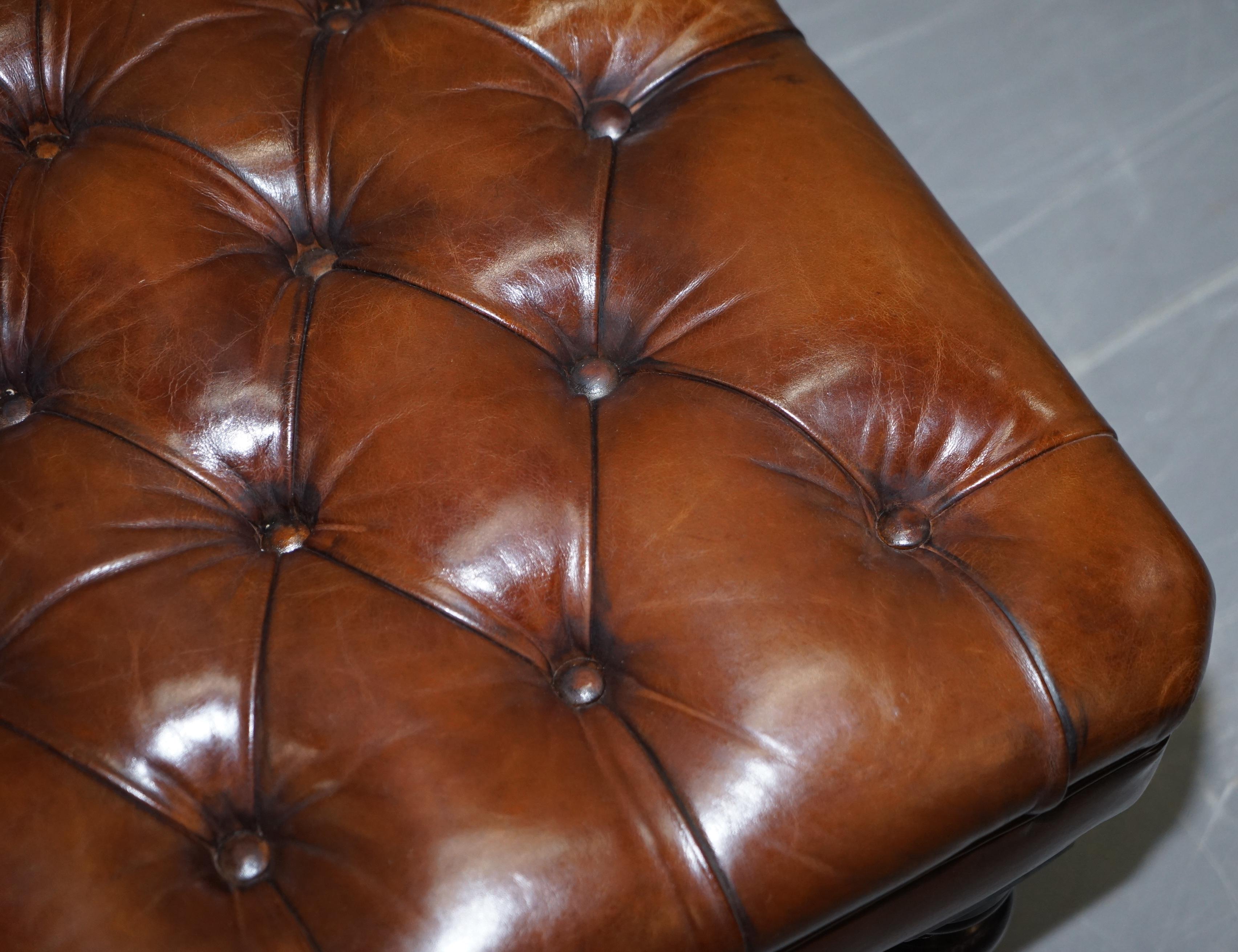 1 of 2 George Smith Restored Brown Leather Chesterfield Hearth Footstools 5