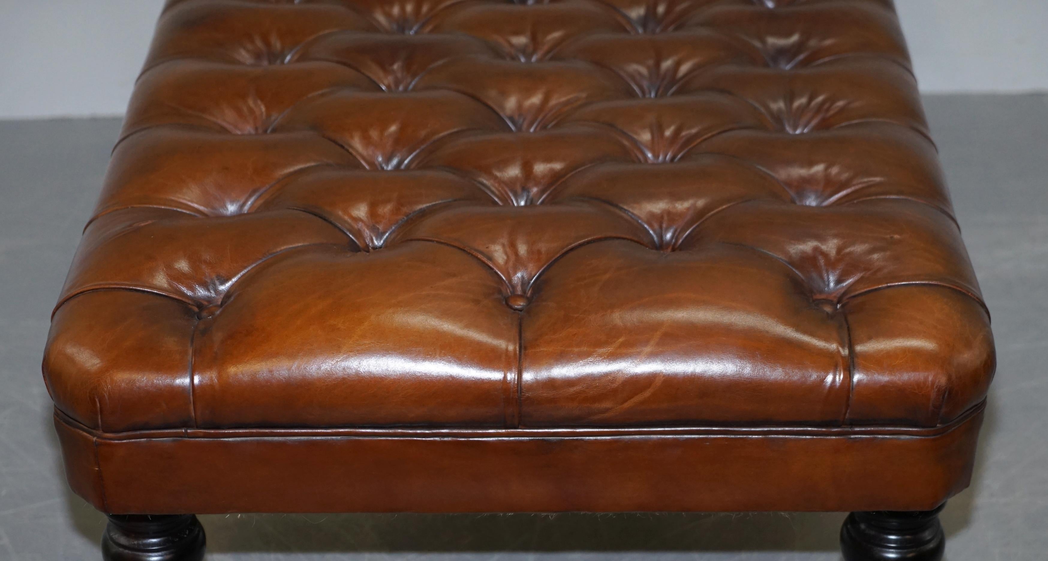 1 of 2 George Smith Restored Brown Leather Chesterfield Hearth Footstools 9
