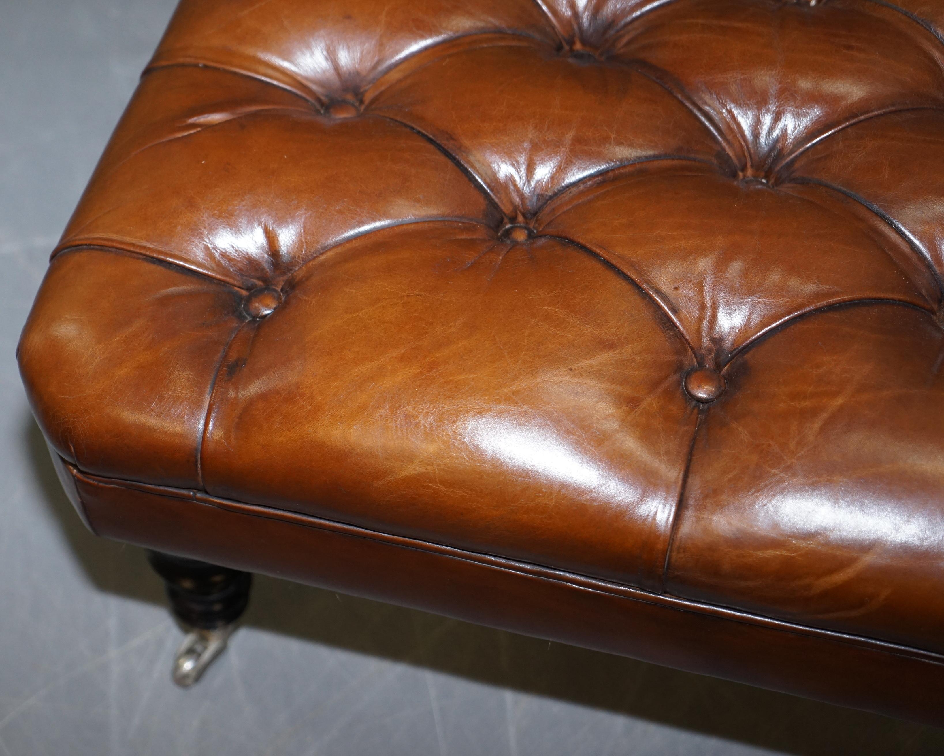 1 of 2 George Smith Restored Brown Leather Chesterfield Hearth Footstools 10