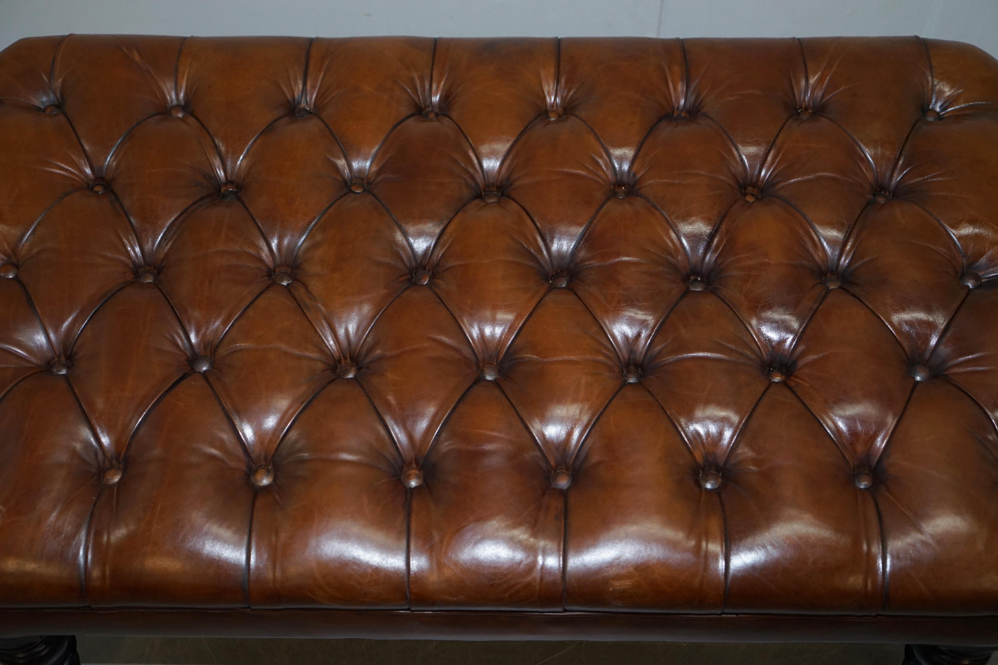 20th Century 1 of 2 George Smith Restored Brown Leather Chesterfield Hearth Footstools
