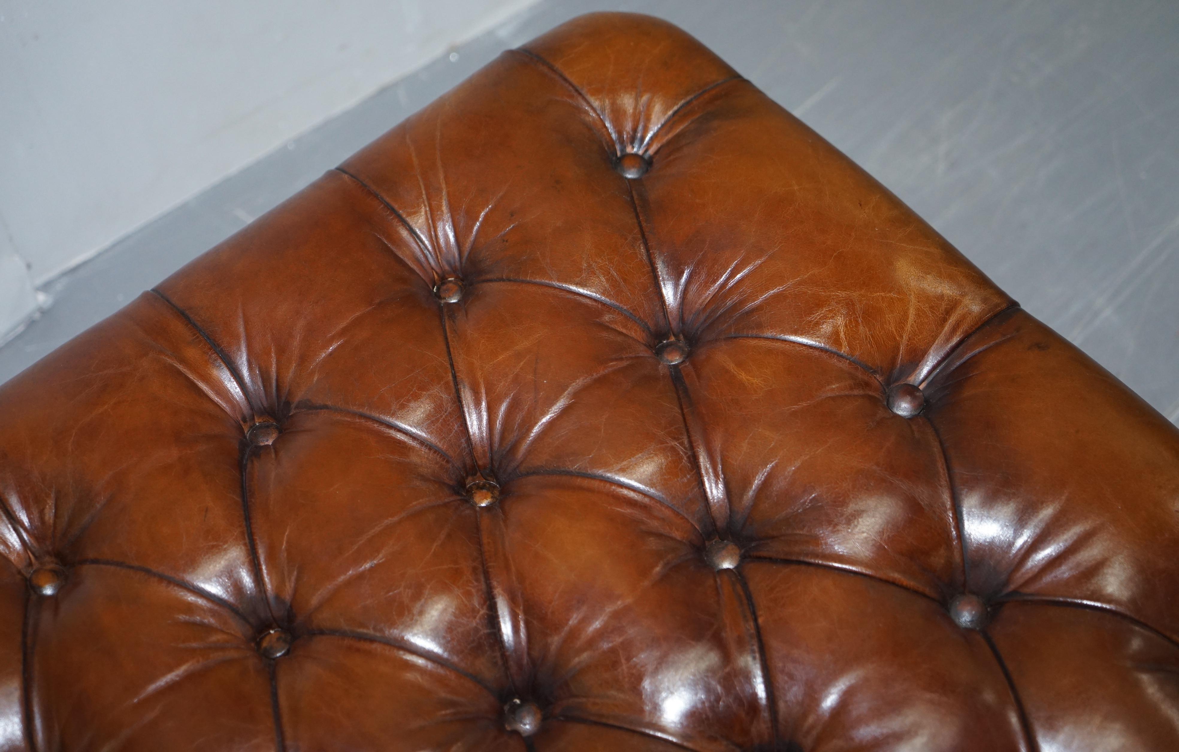 1 of 2 George Smith Restored Brown Leather Chesterfield Hearth Footstools 2