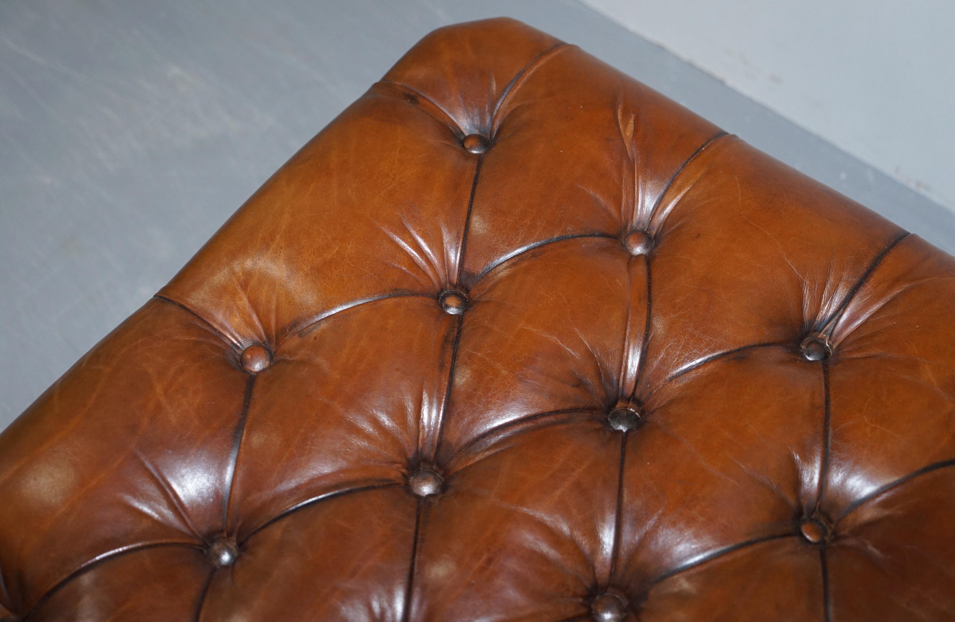 1 of 2 George Smith Restored Brown Leather Chesterfield Hearth Footstools 3