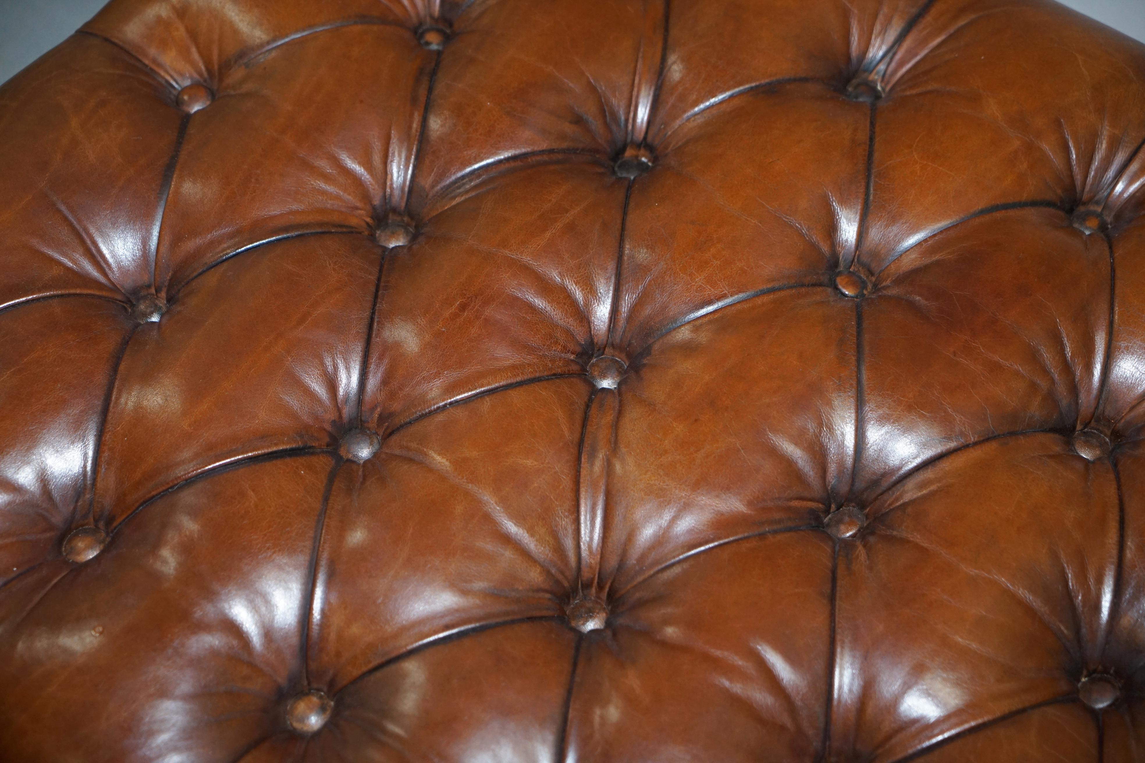 1 of 2 George Smith Restored Brown Leather Chesterfield Hearth Footstools 4