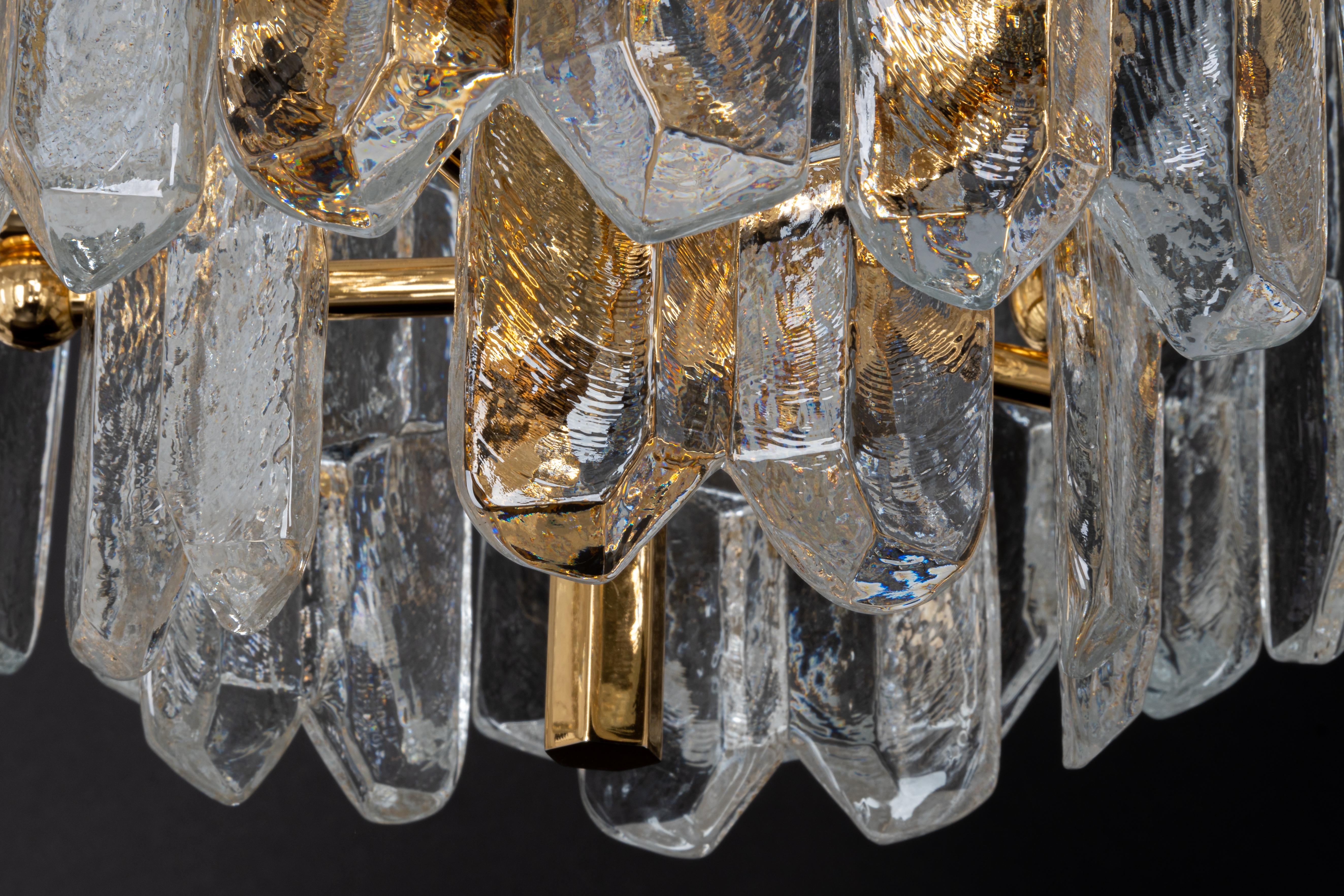 1 of 4 Gilt Brass, Crystal Glass Light Fixture Palazzo, Kalmar, Austria, 1970s For Sale 5