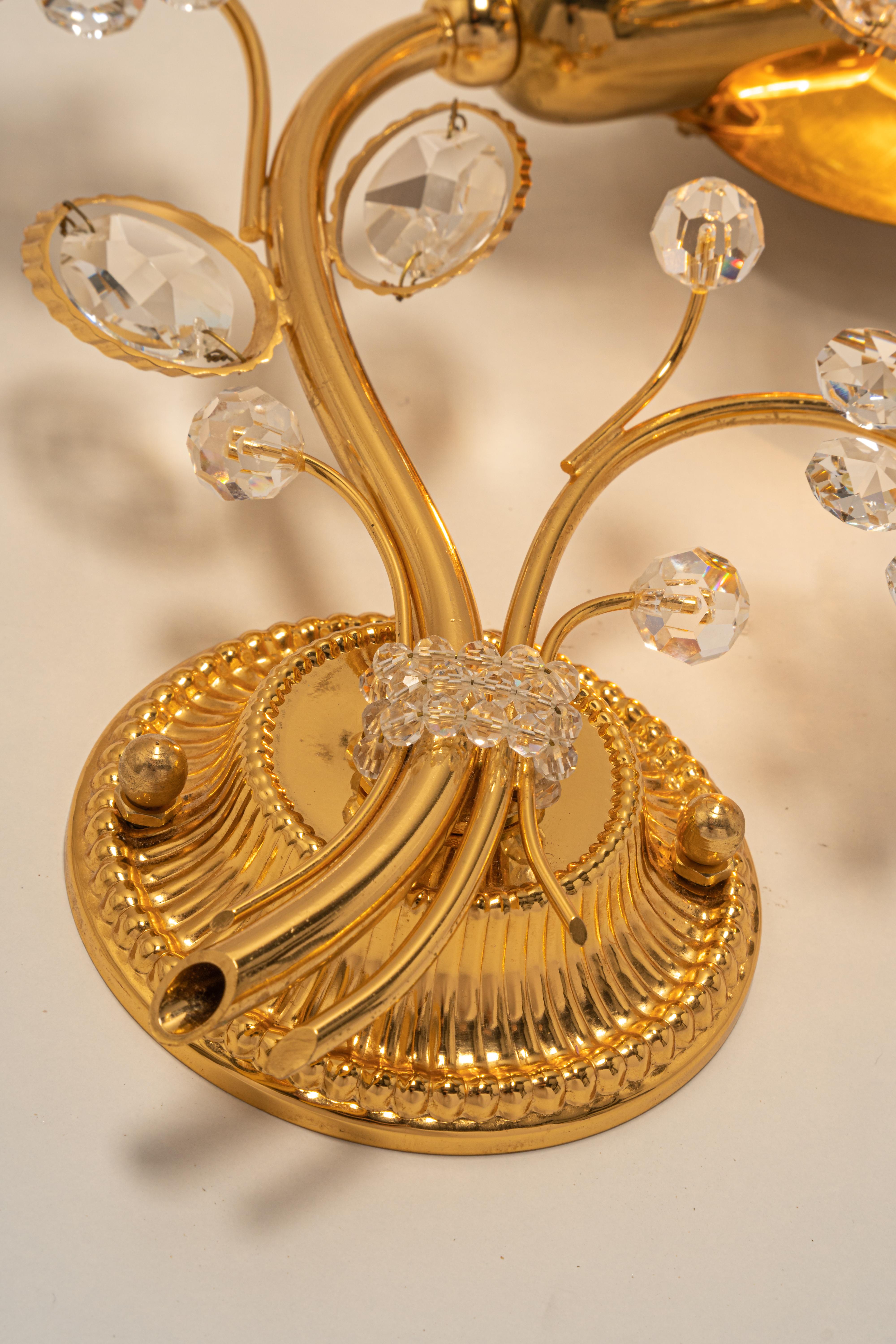 1 of 4 Gilt Brass Flower Shape Wall Lights by Palwa, Germany, 1970s For Sale 5