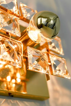 1 of 4 Gilt Brass Flower Shape Wall Lights by Palwa, Germany, 1970s