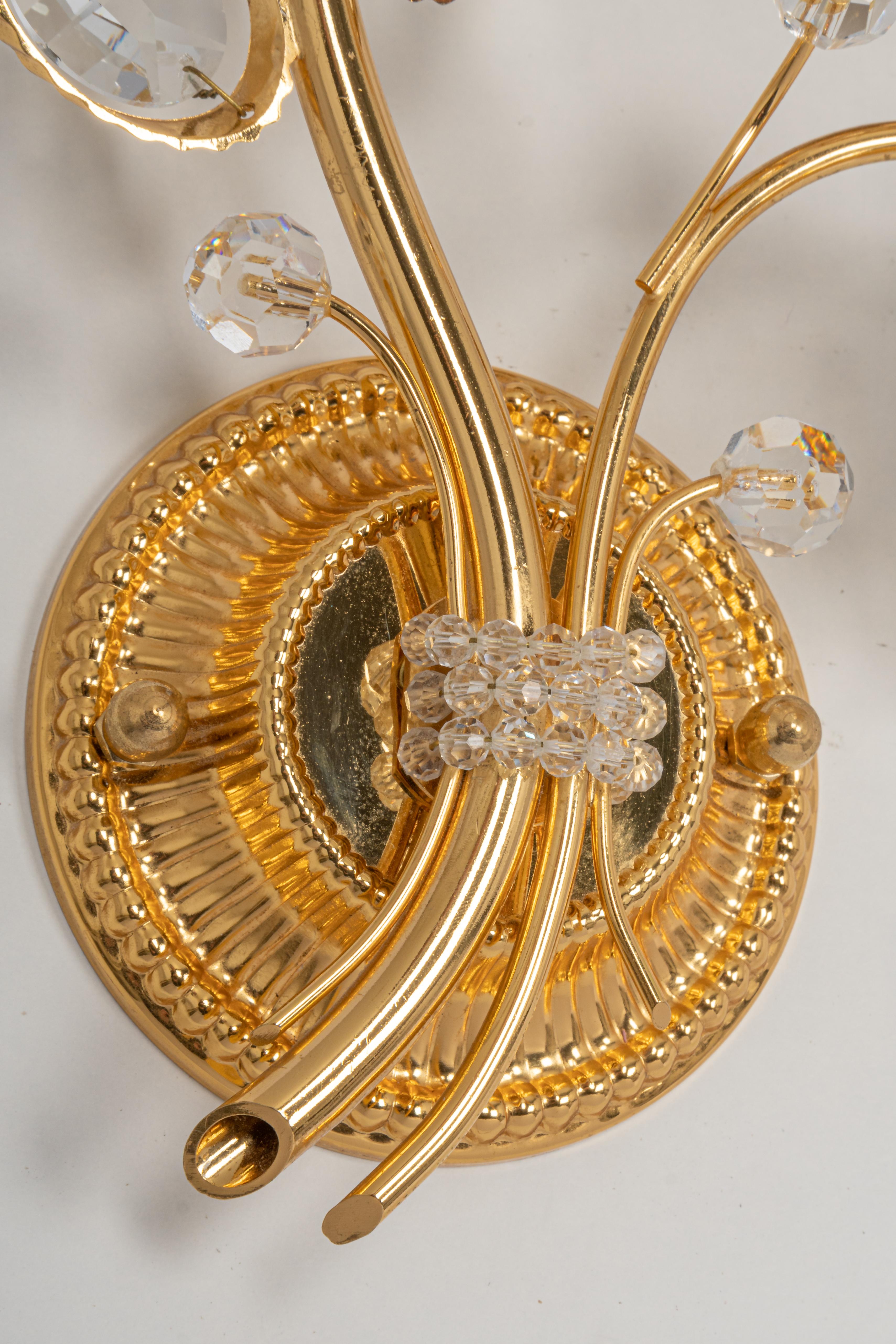 1 of 4 Gilt Brass Flower Shape Wall Lights by Palwa, Germany, 1970s For Sale 1