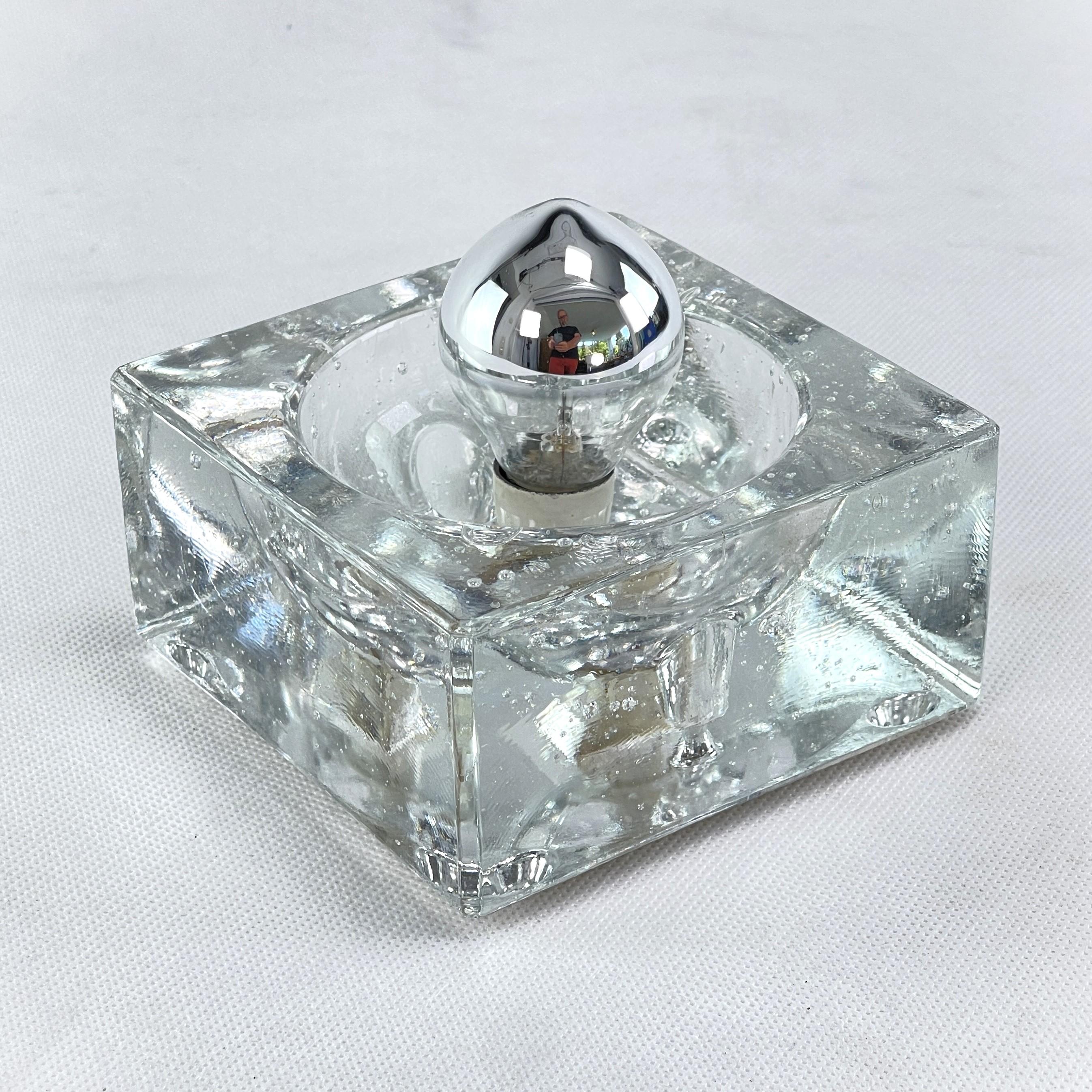 pair of glass ice cube wall lamp by Muller Zimmer , 1970s In Good Condition In Saarburg, RP