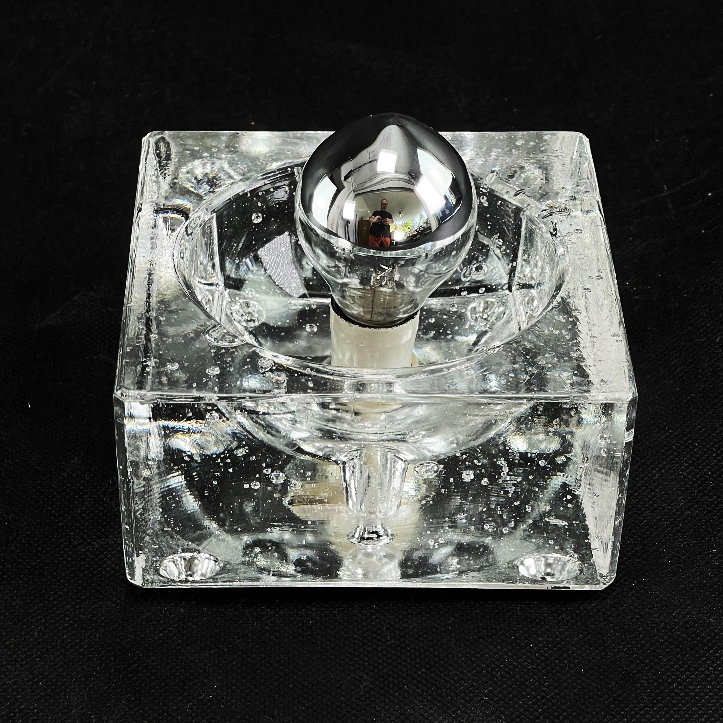 pair of glass ice cube wall lamp by Muller Zimmer , 1970s 1