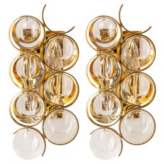 1 of 4 Golden Gilded Brass and Crystal Sconces by Palwa, Germany, 1960s