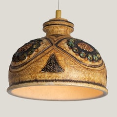1 of 4 Green Yellow White Brown Ceramic Pendant Lights, Denmark, 1970