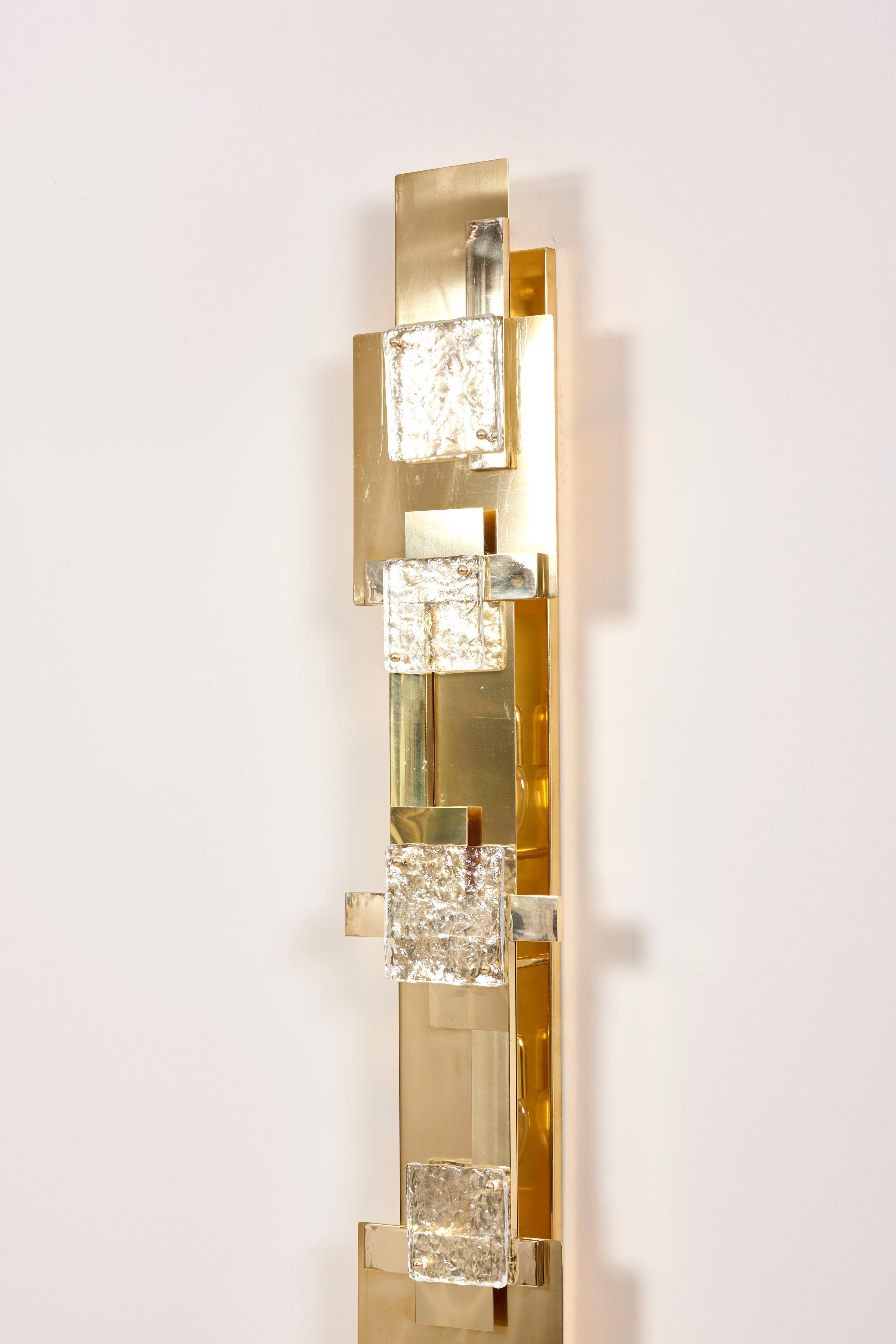 Huge Brass and Murano Glass Wall Lamps or Sconces In Excellent Condition In Berlin, BE