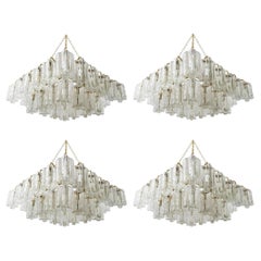 1 of 4 Huge Kalmar 'Granada' Chandeliers Pendant Lights, Brass Glass, 1970s