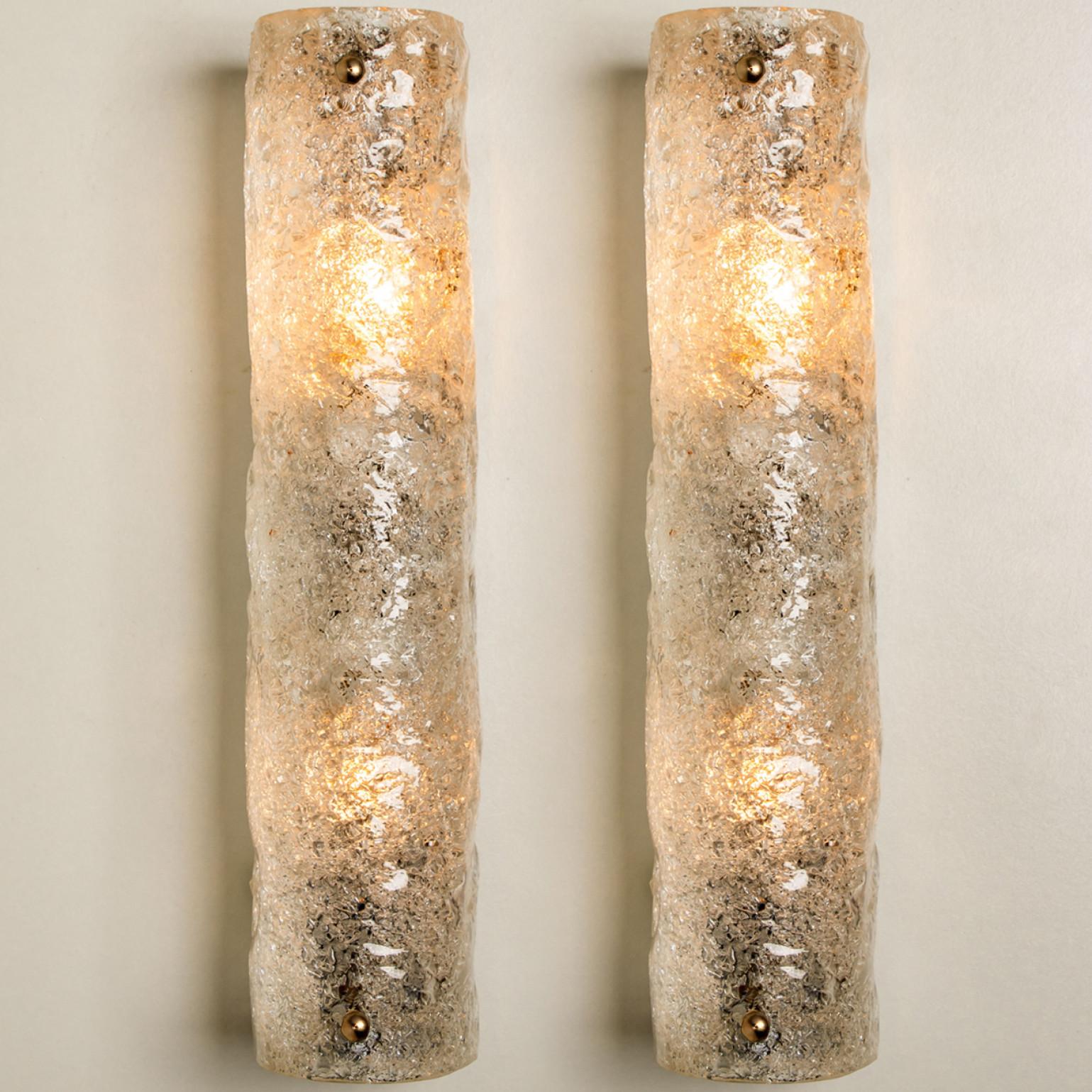 Other 1 of 4 Ice Glass Wall Light Fixtures by Hillebrand, Germany, 1960s For Sale