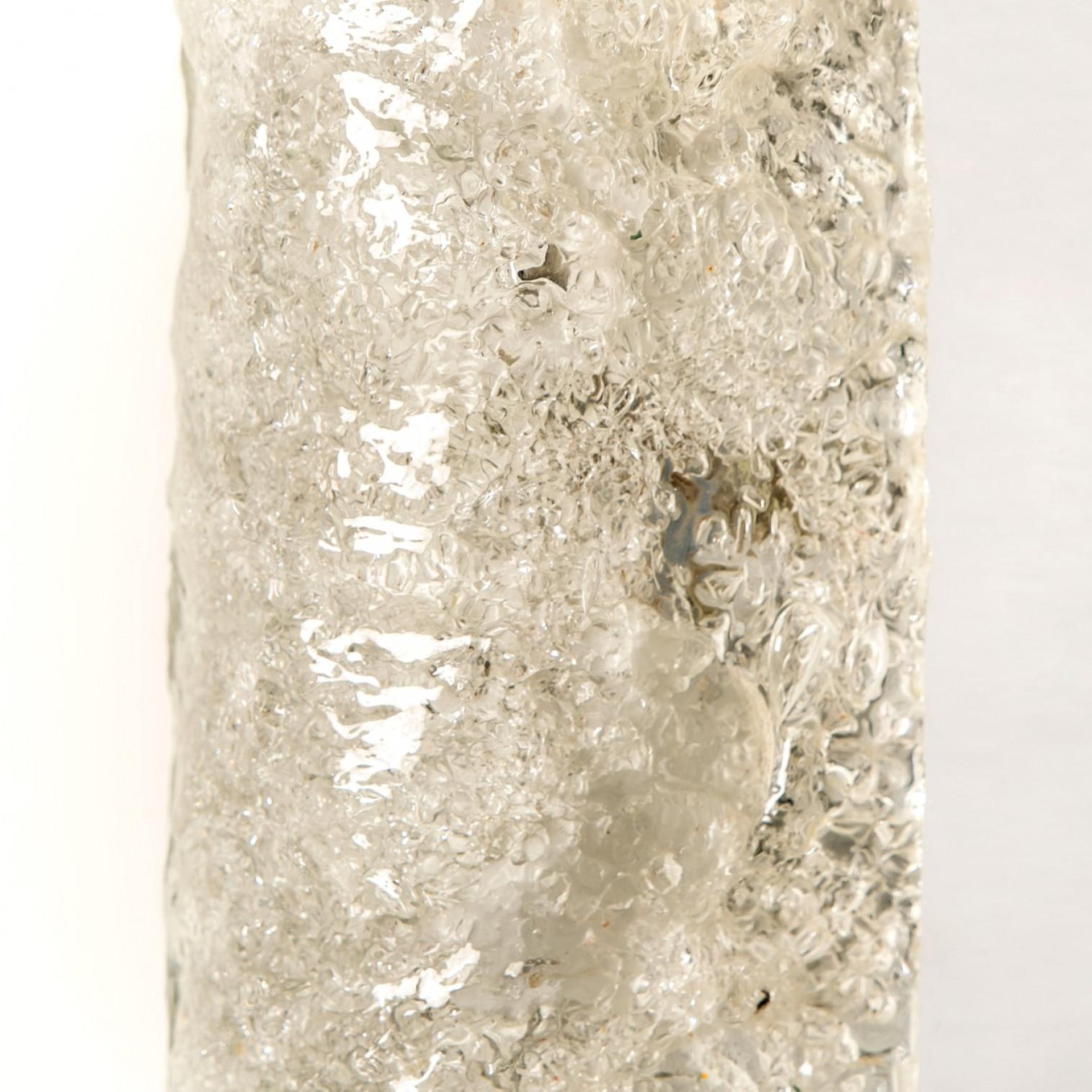 Murano Glass 1 of 4 Ice Glass Wall Light Fixtures by Hillebrand, Germany, 1960s For Sale