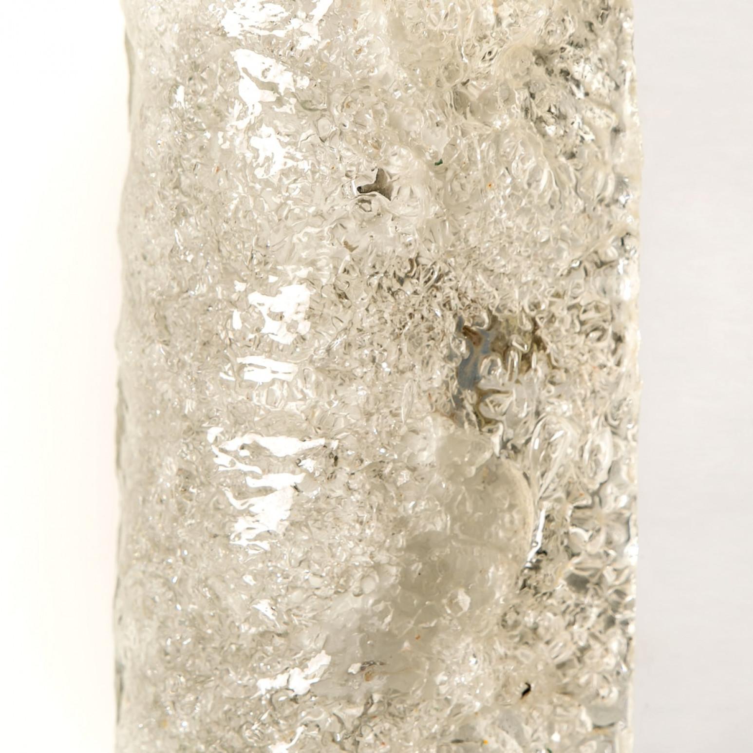 Vetro di Murano 1 di 4 lampade da parete in vetro ghiaccio di Hillebrand, Germania, anni '60 in vendita