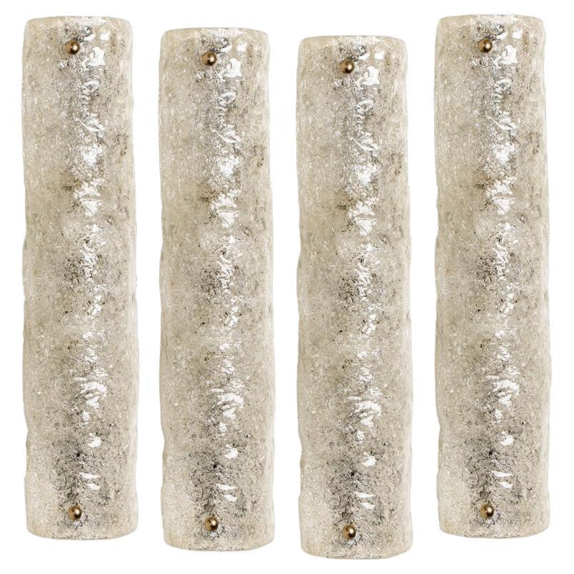 1 of 4 Ice Glass Wall Light Fixtures by Hillebrand, Germany, 1960s