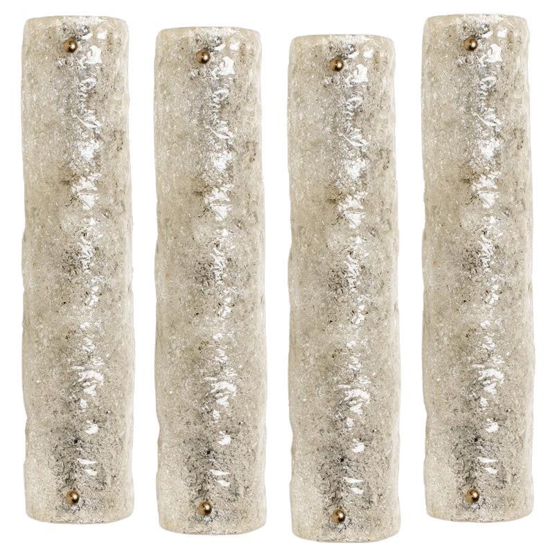 1 di 4 lampade da parete in vetro ghiaccio di Hillebrand, Germania, anni 
60