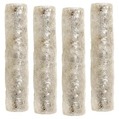 1 di 4 lampade da parete in vetro ghiaccio di Hillebrand, Germania, anni '60