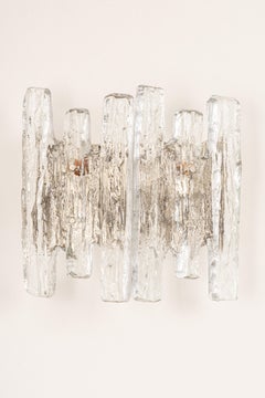 1 of 6 Mid-Century Modern Kalmar Wall Sconce, Ice Glass, Austria, 1960s