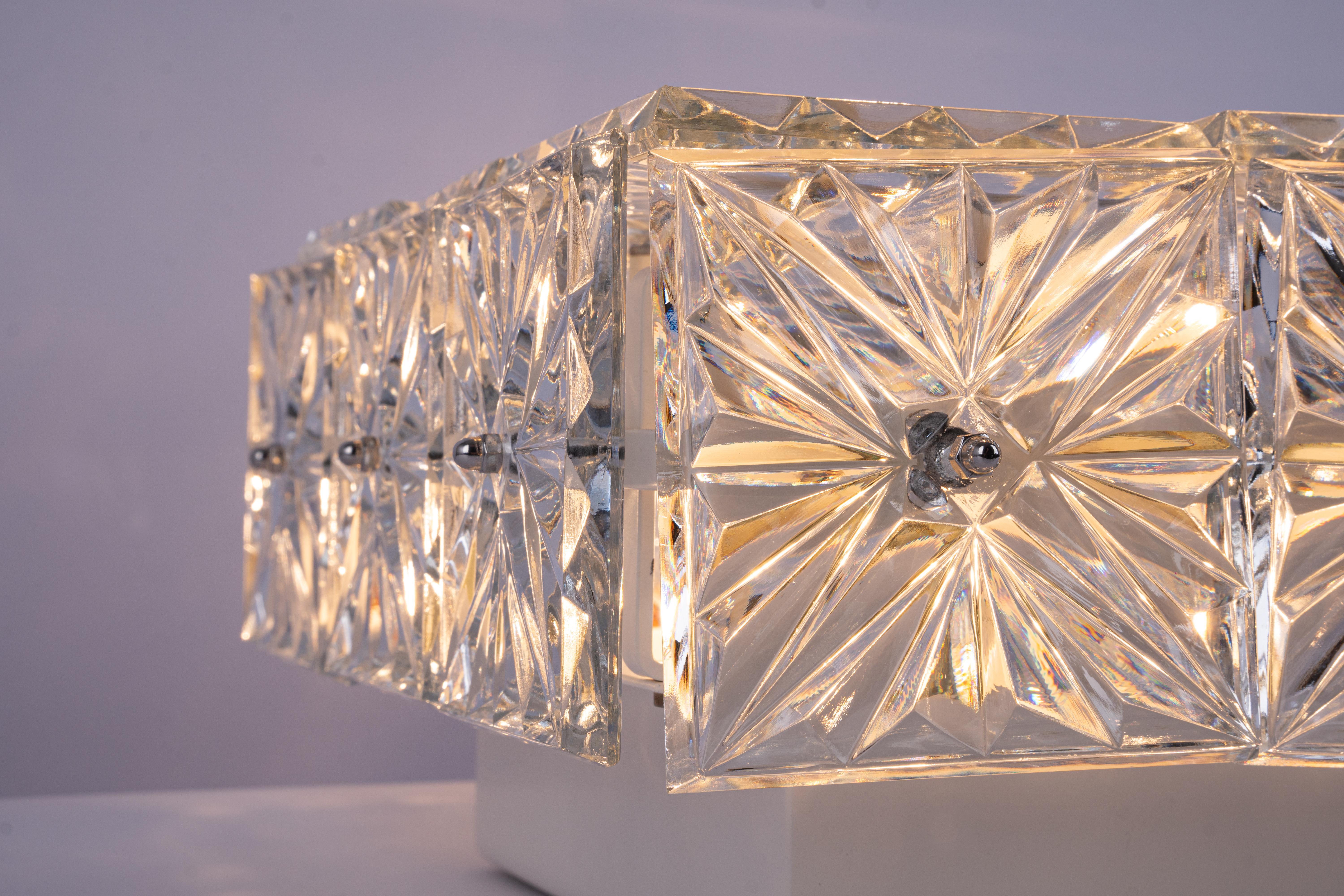 1 of 4 Large Flushmount Faceted Crystal Light Fixture, Germany, 1960s For Sale 4