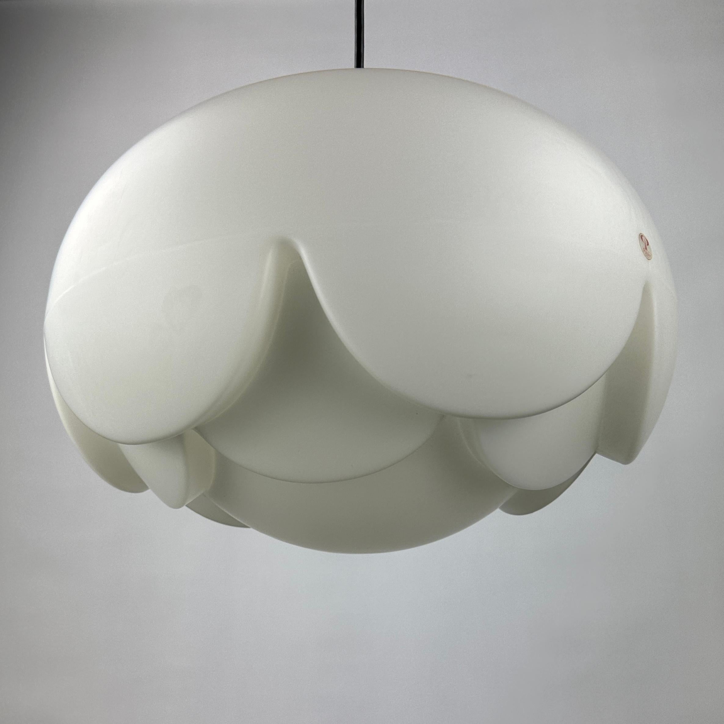 1 of 4 Large frosted glass Artichoke shaped pendant lamp XL by Peill and Putzler For Sale 6