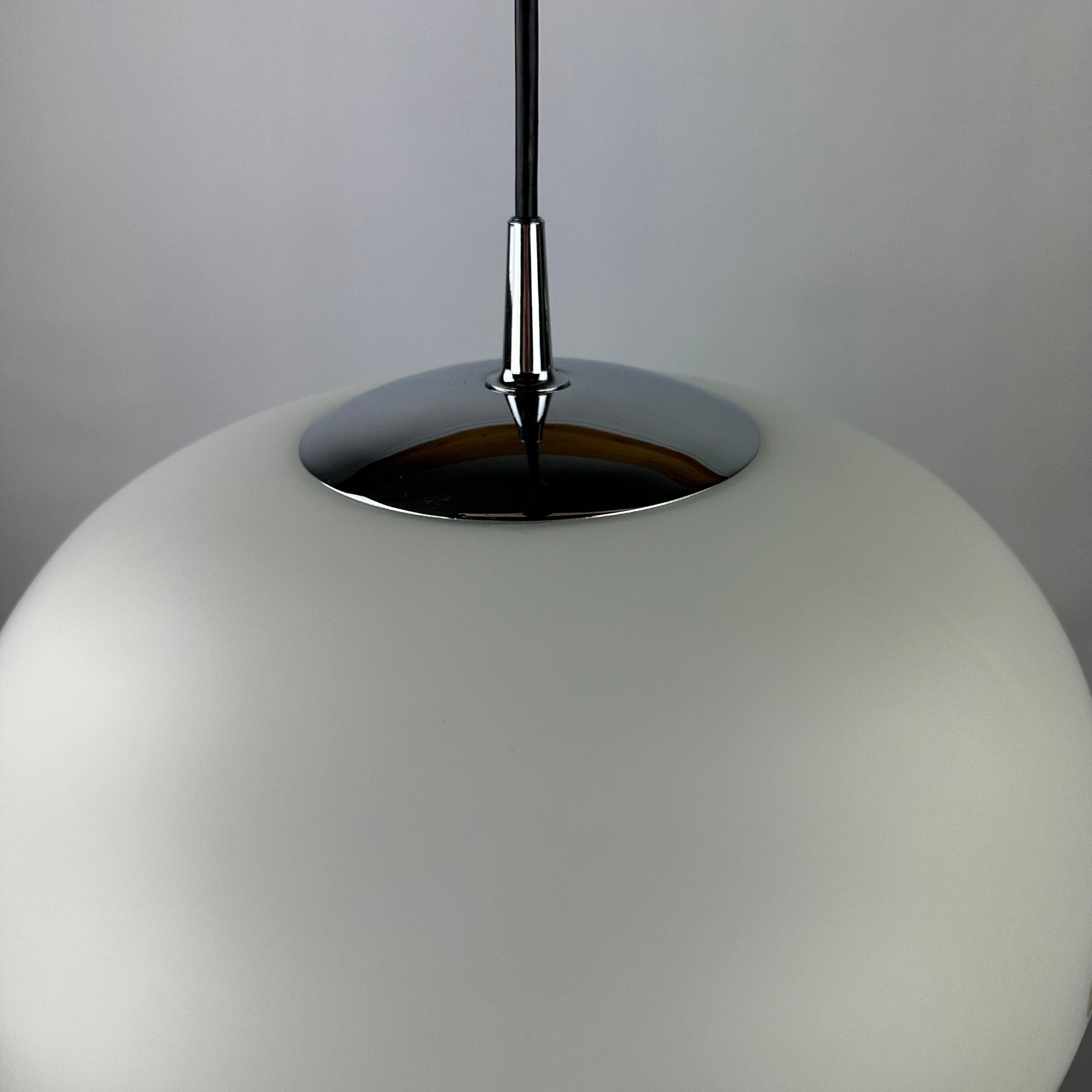 1 of 4 Large frosted glass Artichoke shaped pendant lamp XL by Peill and Putzler For Sale 7