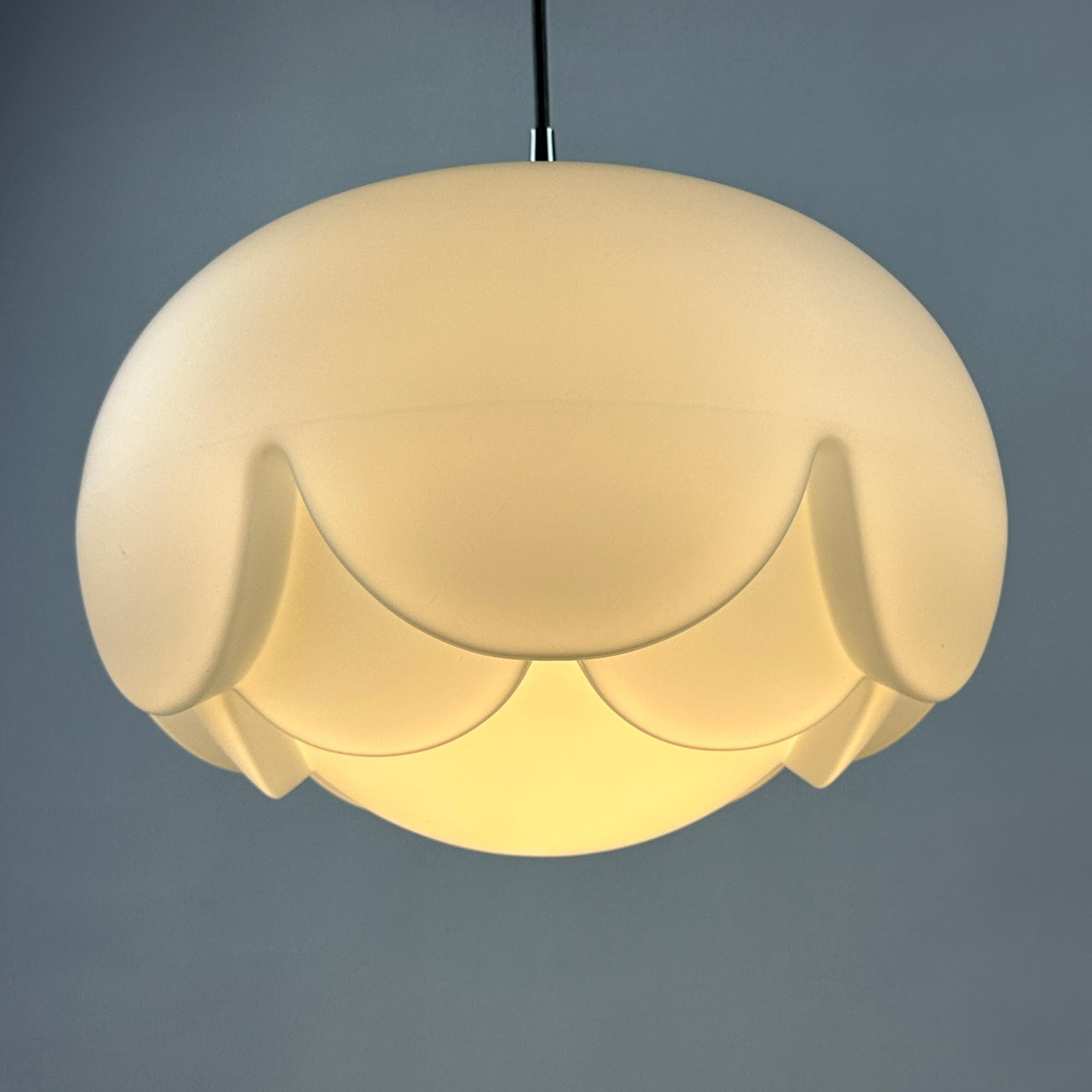 German 1 of 4 Large frosted glass Artichoke shaped pendant lamp XL by Peill and Putzler For Sale