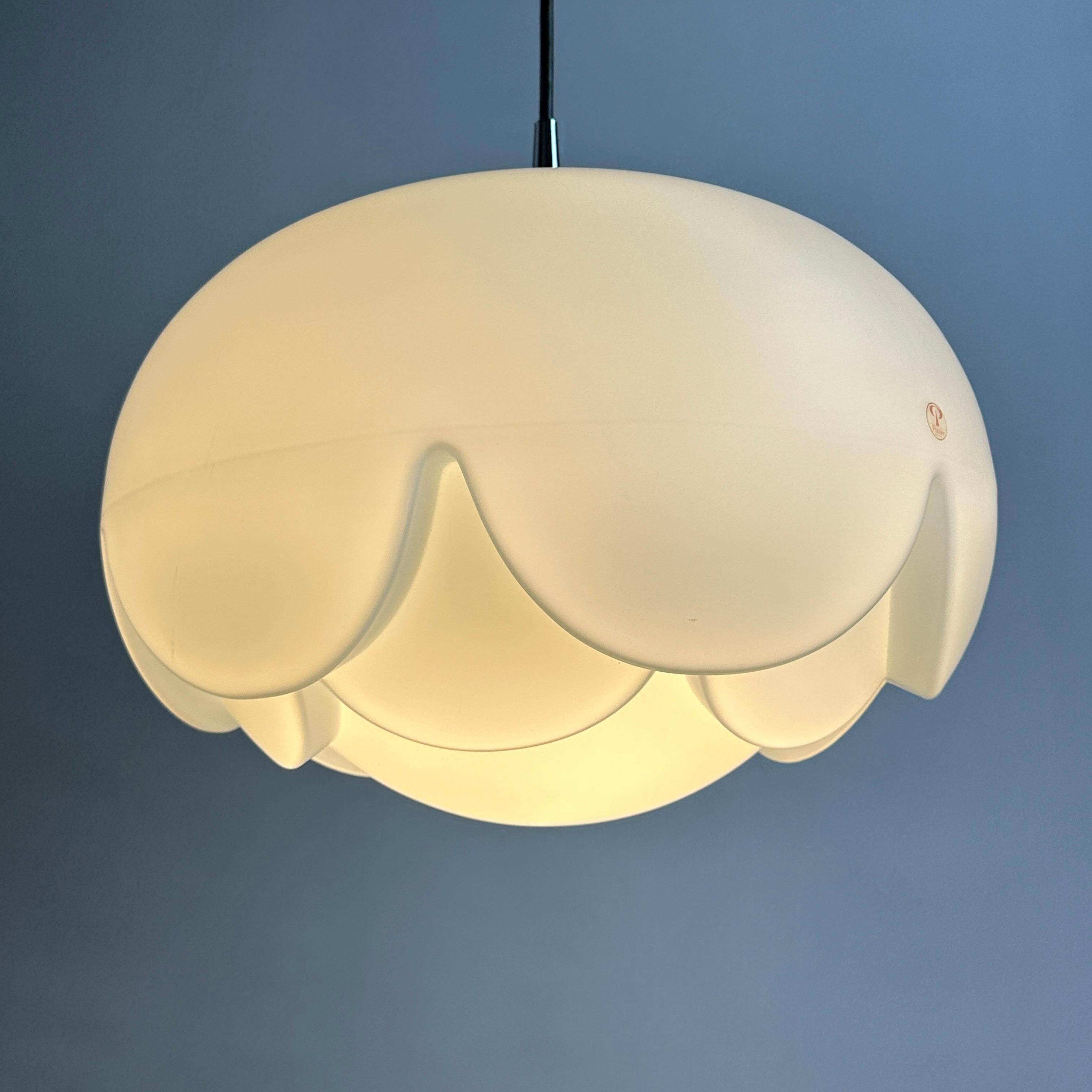 1 of 4 Large frosted glass Artichoke shaped pendant lamp XL by Peill and Putzler For Sale 2