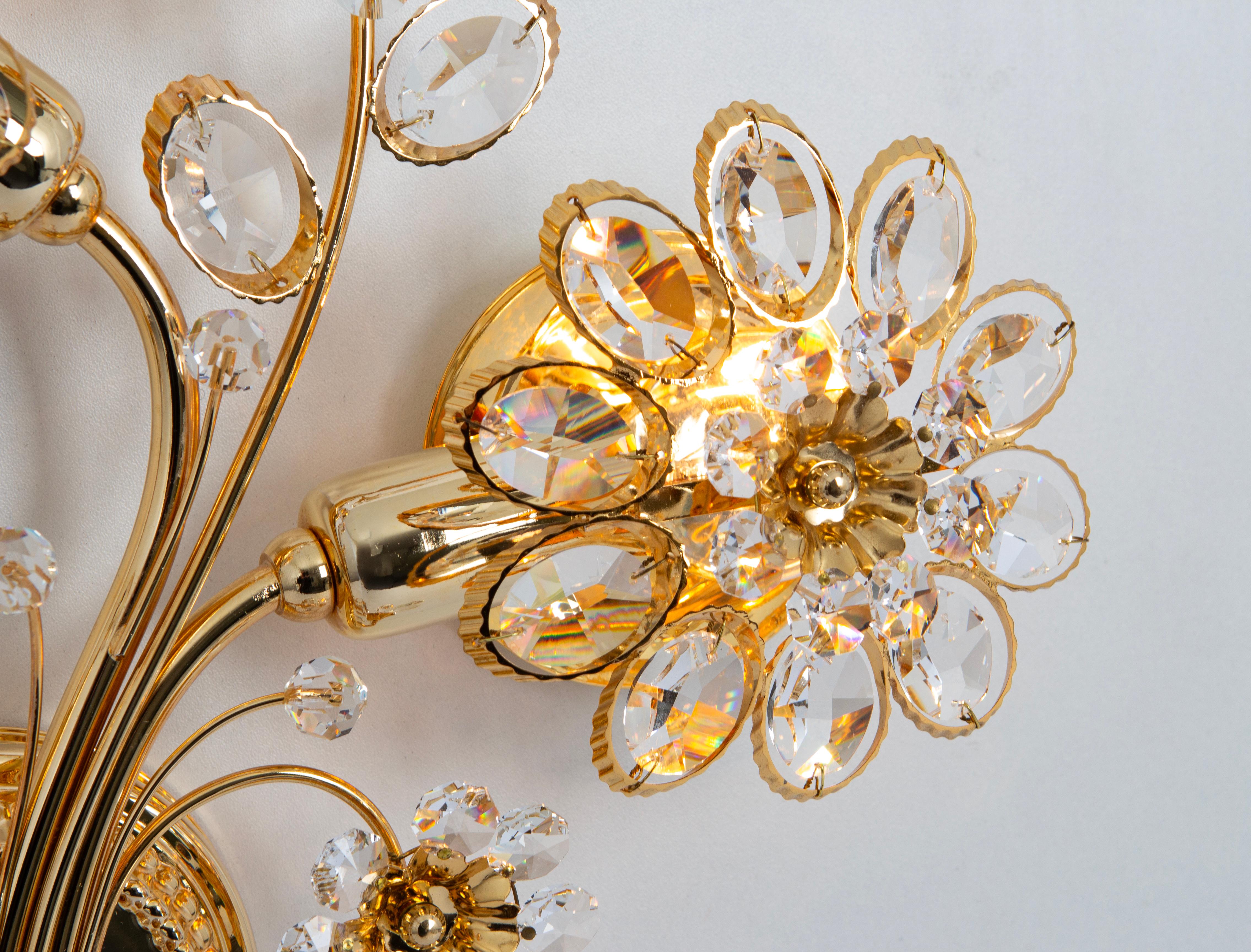 1 di 4 grandi luci da parete a forma di fiore in ottone dorato di Palwa, Germania, anni '70 in vendita 5