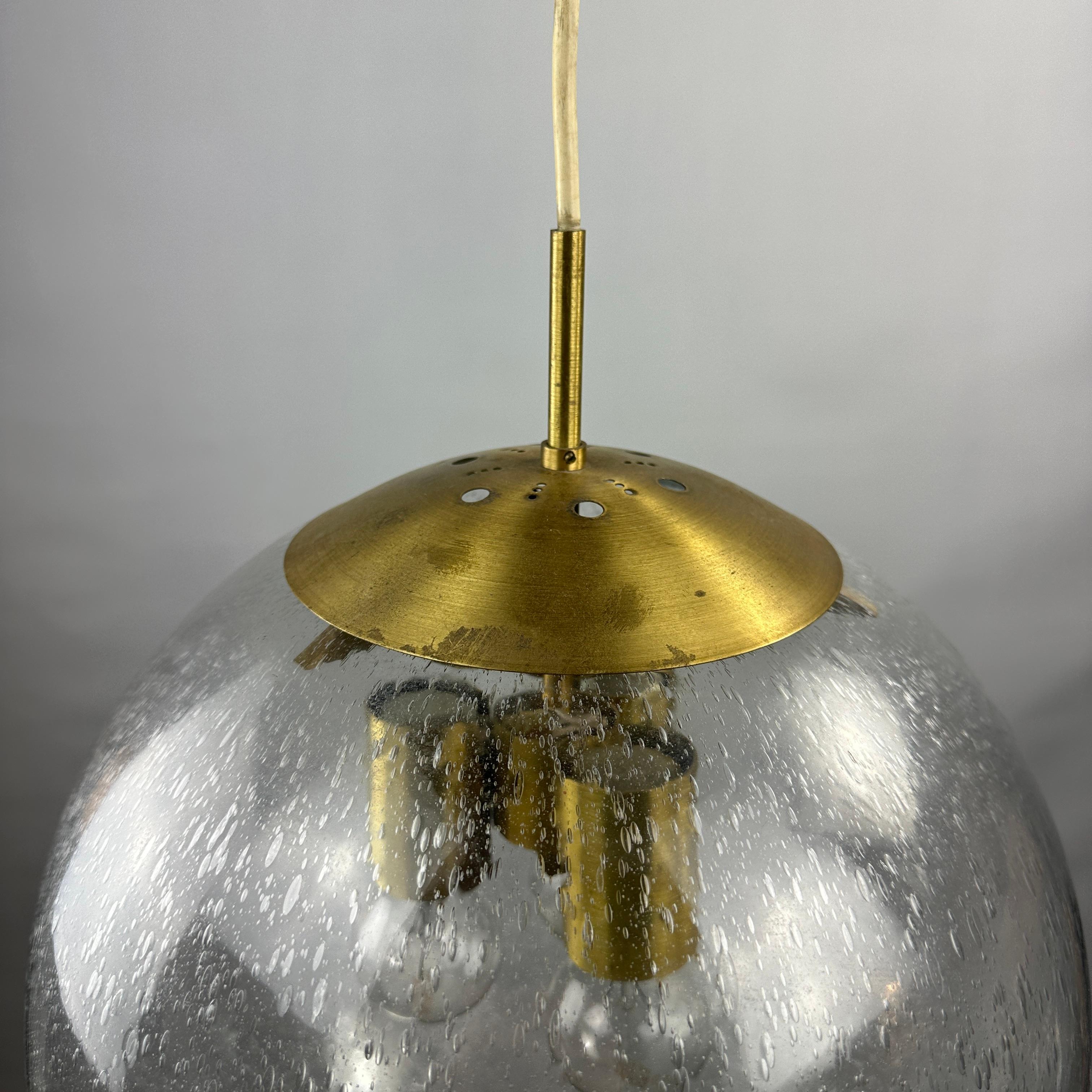 1 of 4 Large glass globe pendant Lamp by Doria Leuchten 1960 (34cm) For Sale 3