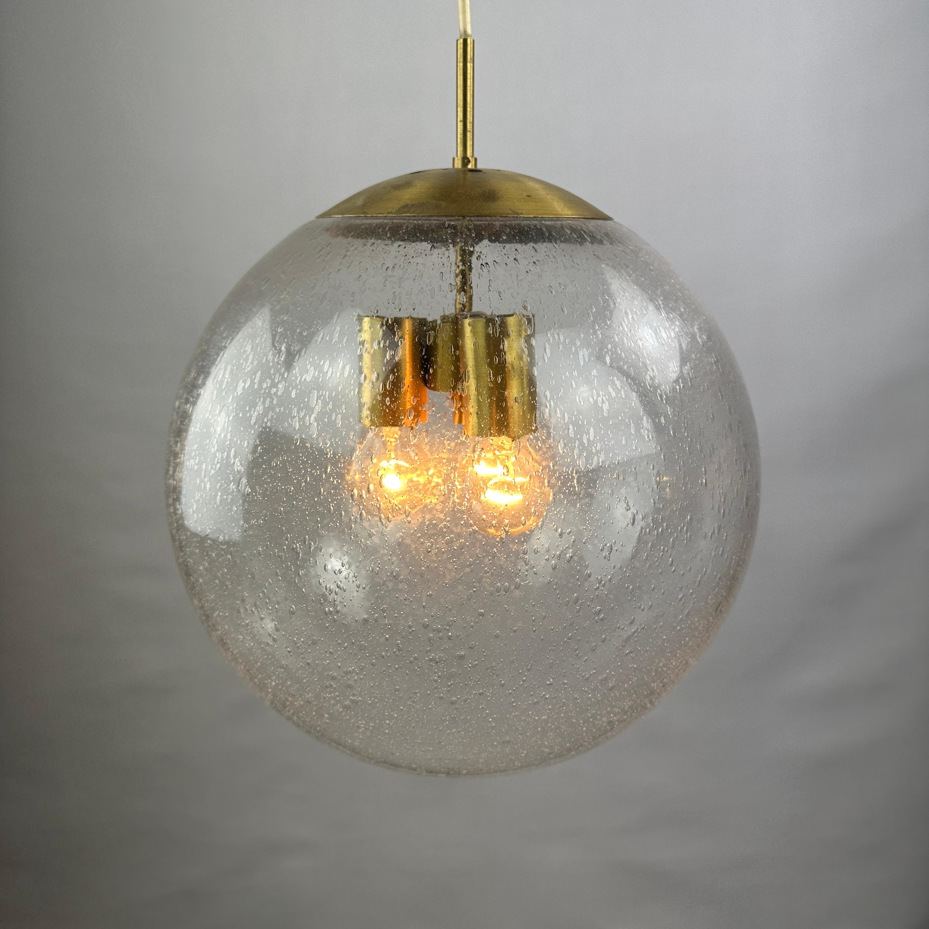 1 of 4 Large glass globe pendant Lamp by Doria Leuchten 1960 (34cm) In Excellent Condition For Sale In TERHEIJDEN, NB