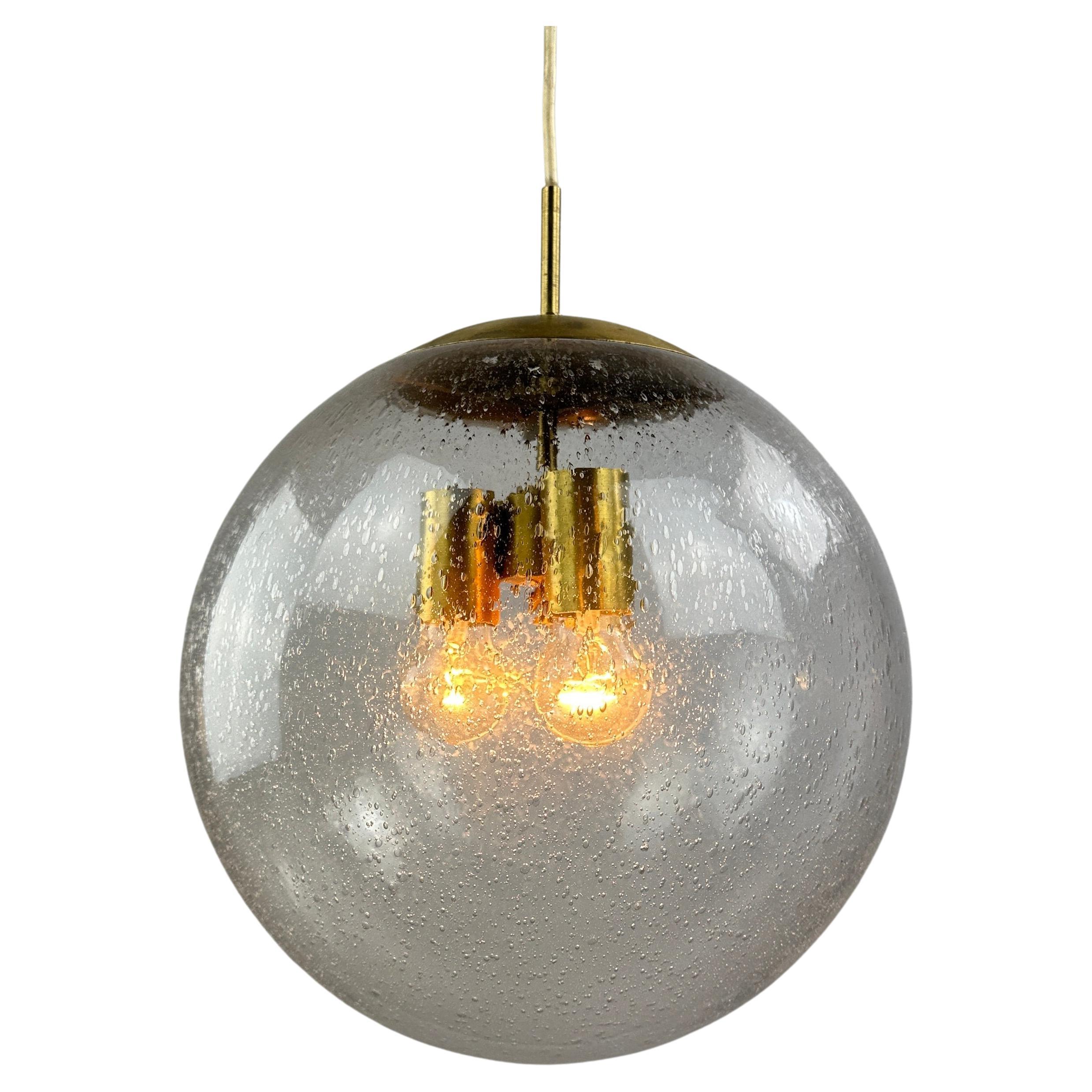 1 of 4 Large glass globe pendant Lamp by Doria Leuchten 1960 (34cm) For Sale