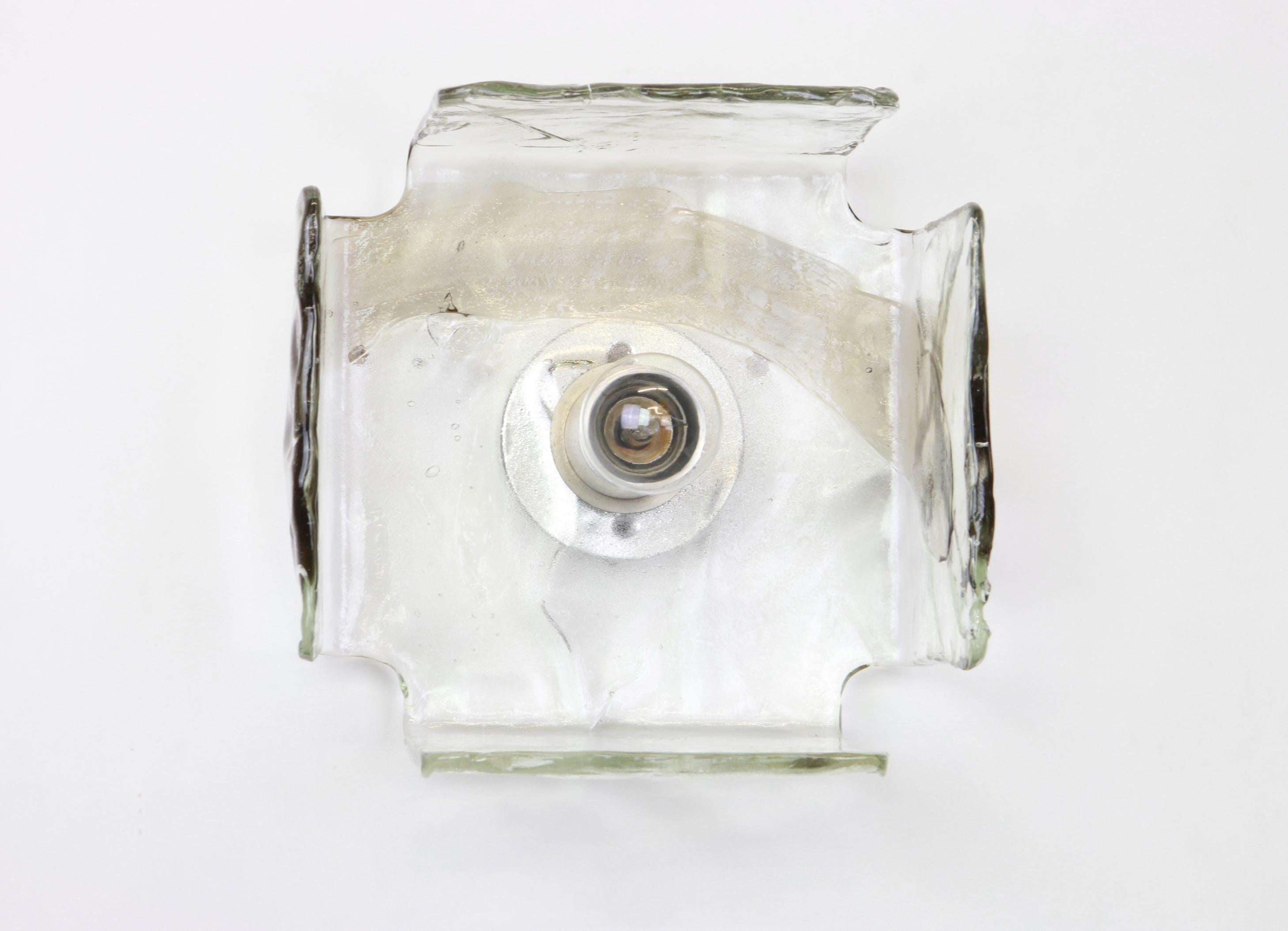 Mid-Century Modern 1 of 4 Large Glass Wall Light Designed by Carlo Nason for Kalmar, 1960s For Sale