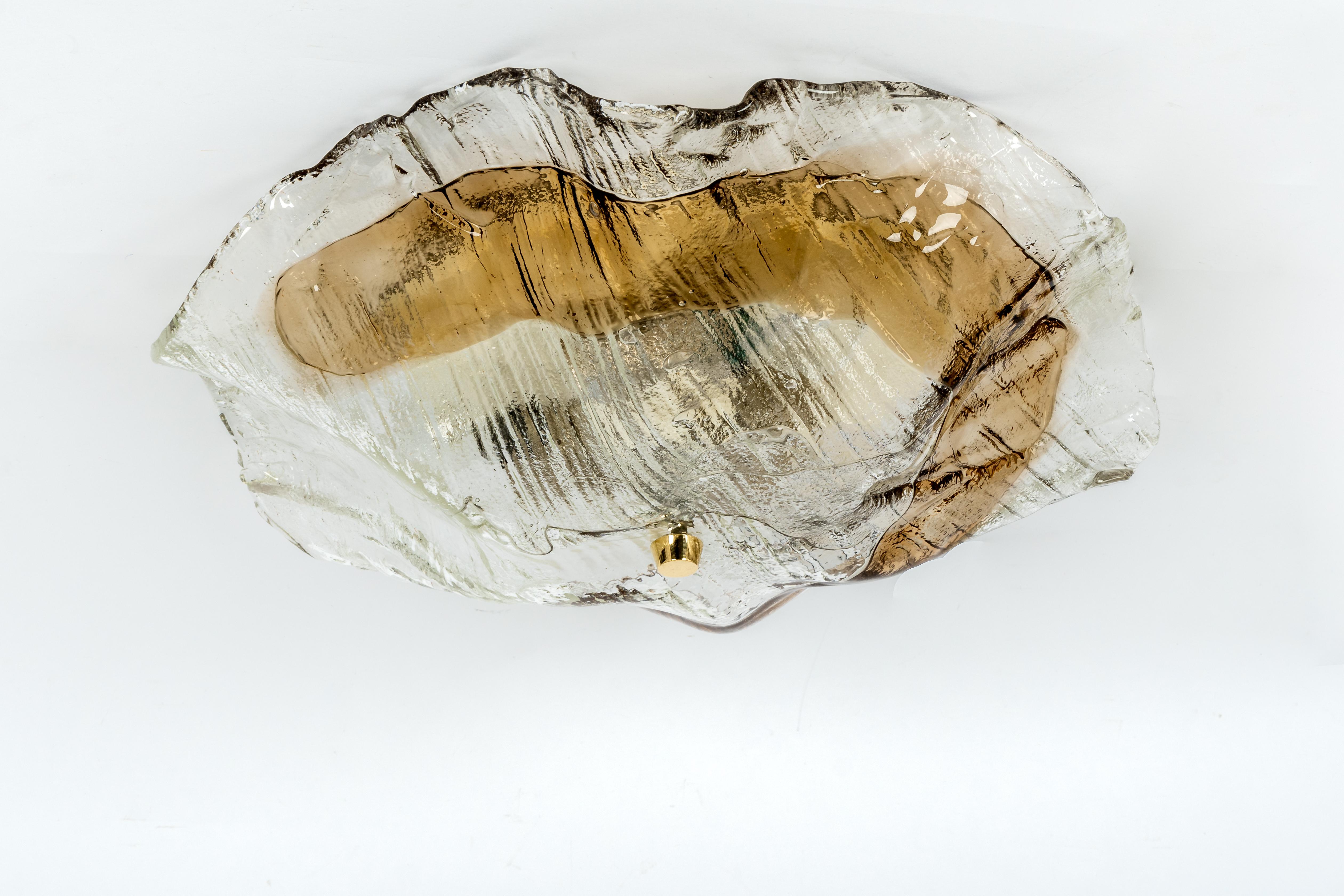 Mid-Century Modern 1 of 4 Large Kalmar Murano Flush mount Lights, Austria, 1970s For Sale