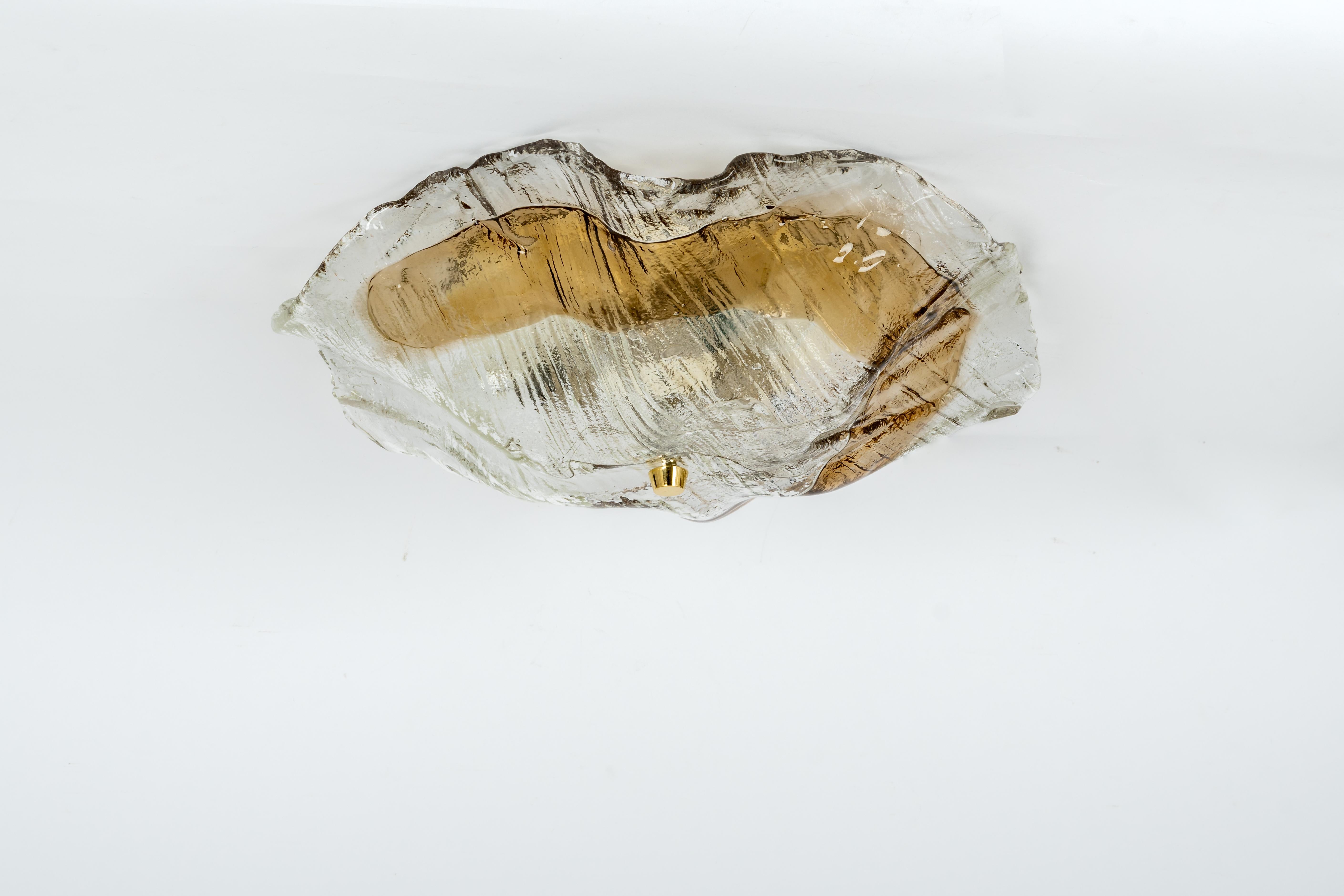 Austrian 1 of 4 Large Kalmar Murano Flush mount Lights, Austria, 1970s For Sale