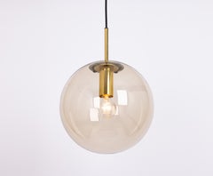 1 of 4 Large Limburg Brass with Smoked Glass Ball Pendant, Germany, 1970s