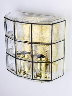 1 of 4 Large Midcentury Iron and Bubble Glass Wall Lights by Glashütte Limburg