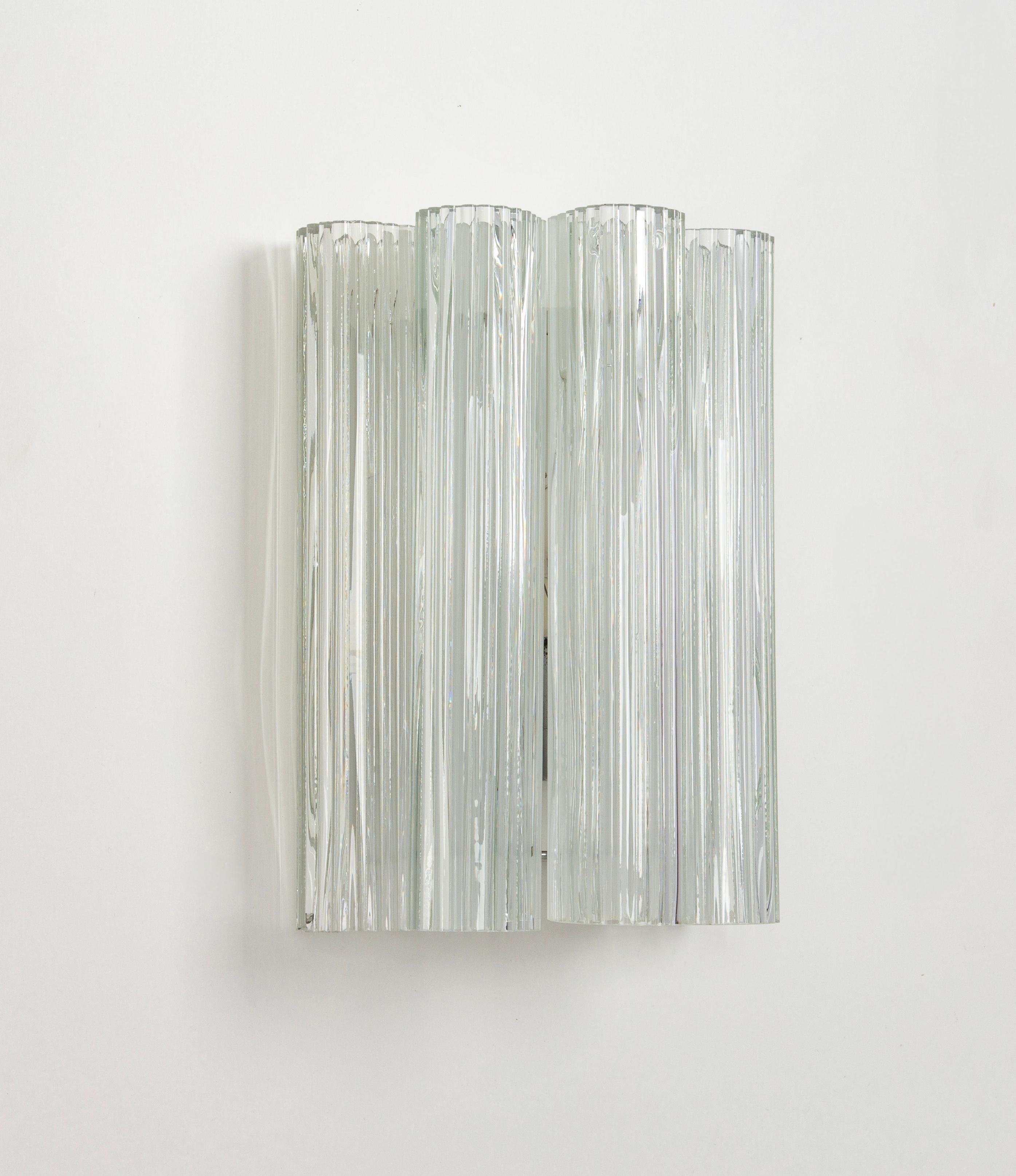 Mid-Century Modern 1 of 4 Large Murano Glass Wall Sconces by Doria, Germany, 1960s For Sale